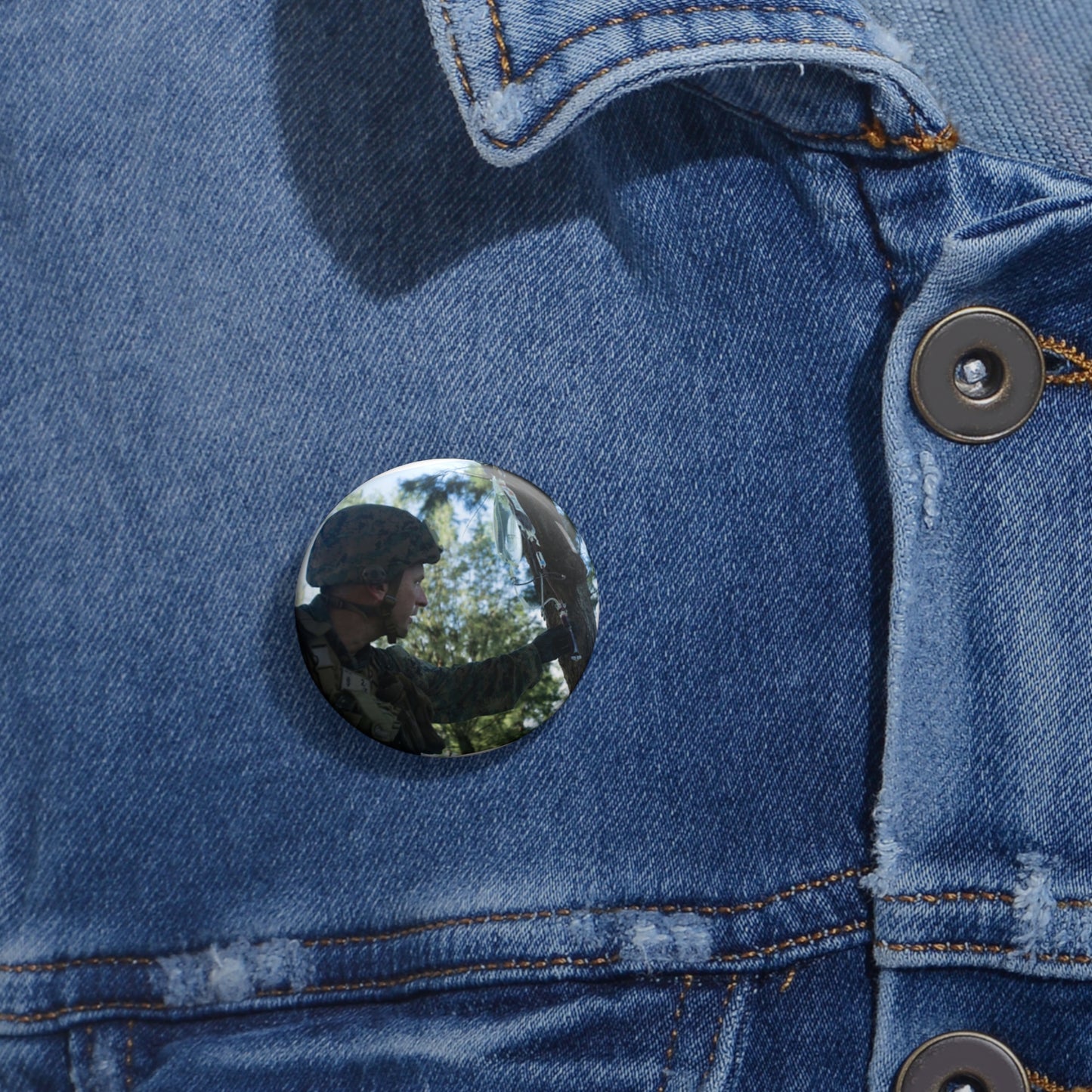 Lt. Cmdr. Russell Wier, battalion surgeon with Battalion Pin Buttons with Crisp Design