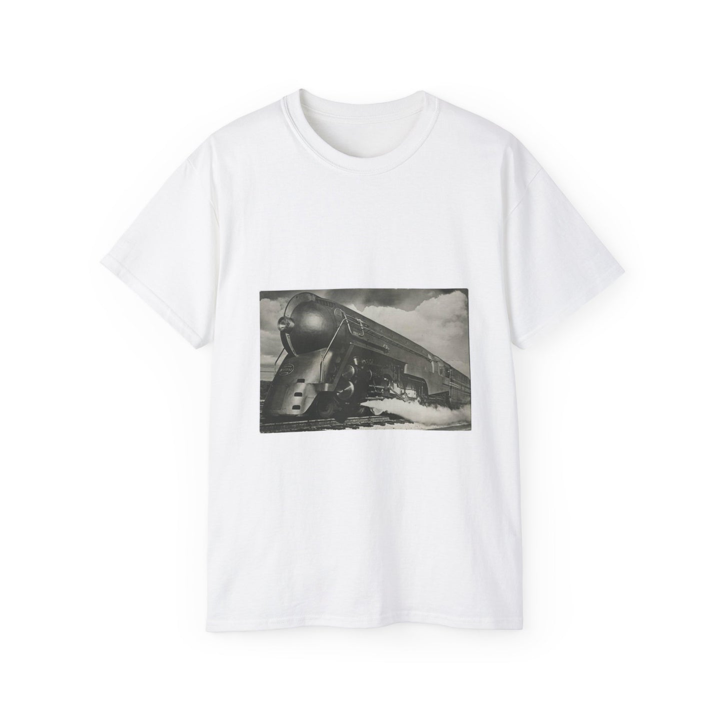 [New York Central Twentieth Century Limited steam locomotive 5453] White T-Shirt Gildan 2000 Cotton Unisex