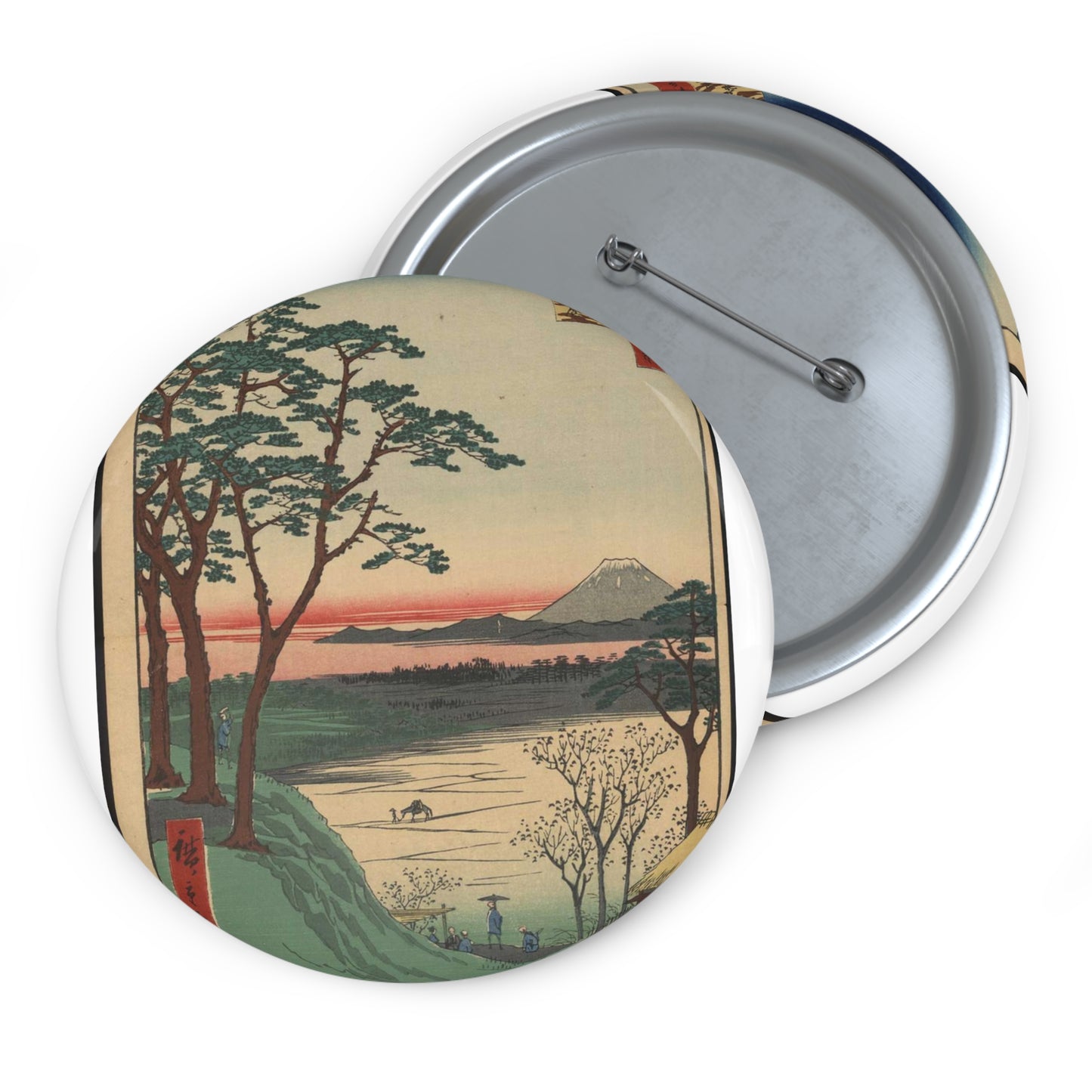 Gajō icchō, Ando Hiroshige - Public domain portrait drawing  Pin Buttons with Crisp Design