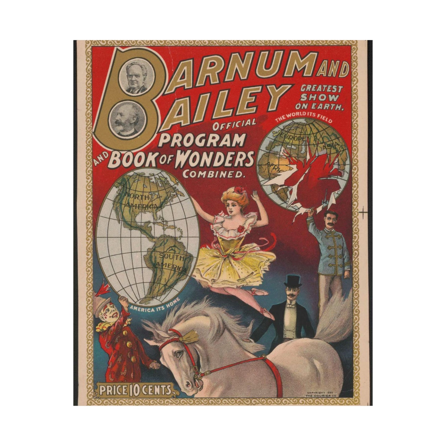 Barnum and Bailey official program and book of wonders combined High Quality Matte Wall Art Poster for Home, Office, Classroom