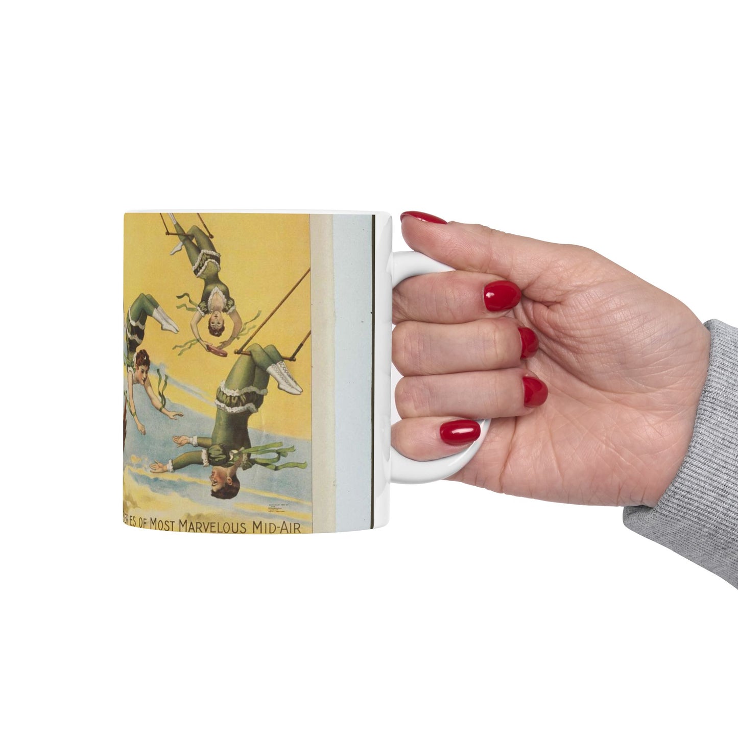 The Barnum & Bailey greatest show on earth, the world's grandest, largest, best, amusement institution. The Flying Dillons in a series of most marvelous mid-air feats and startling performances Beautiful Novelty Ceramic Coffee Mug 11oz