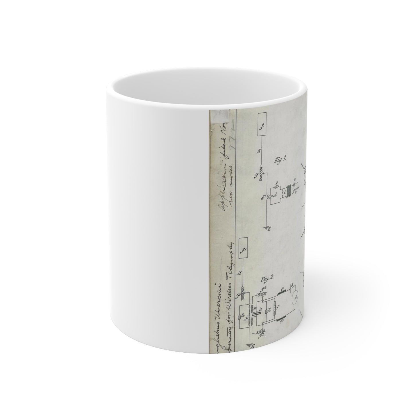 Patent drawing - for G. Marconi's Apparatus for Wireless Telegraphy Public domain  image Beautiful Novelty Ceramic Coffee Mug 11oz