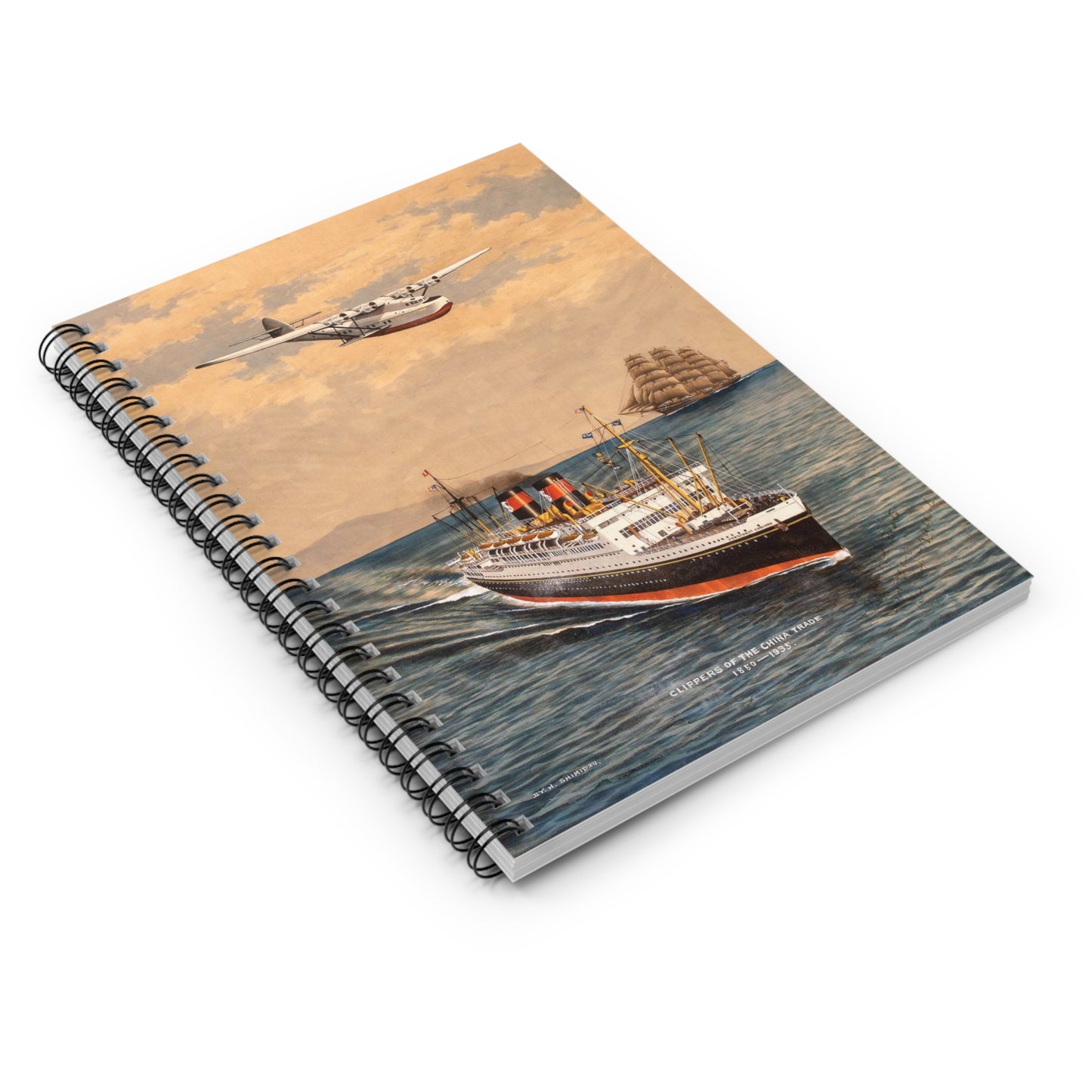 The China Clippers, by H. Shimidzu Spiral Bound Ruled Notebook with Printed Cover