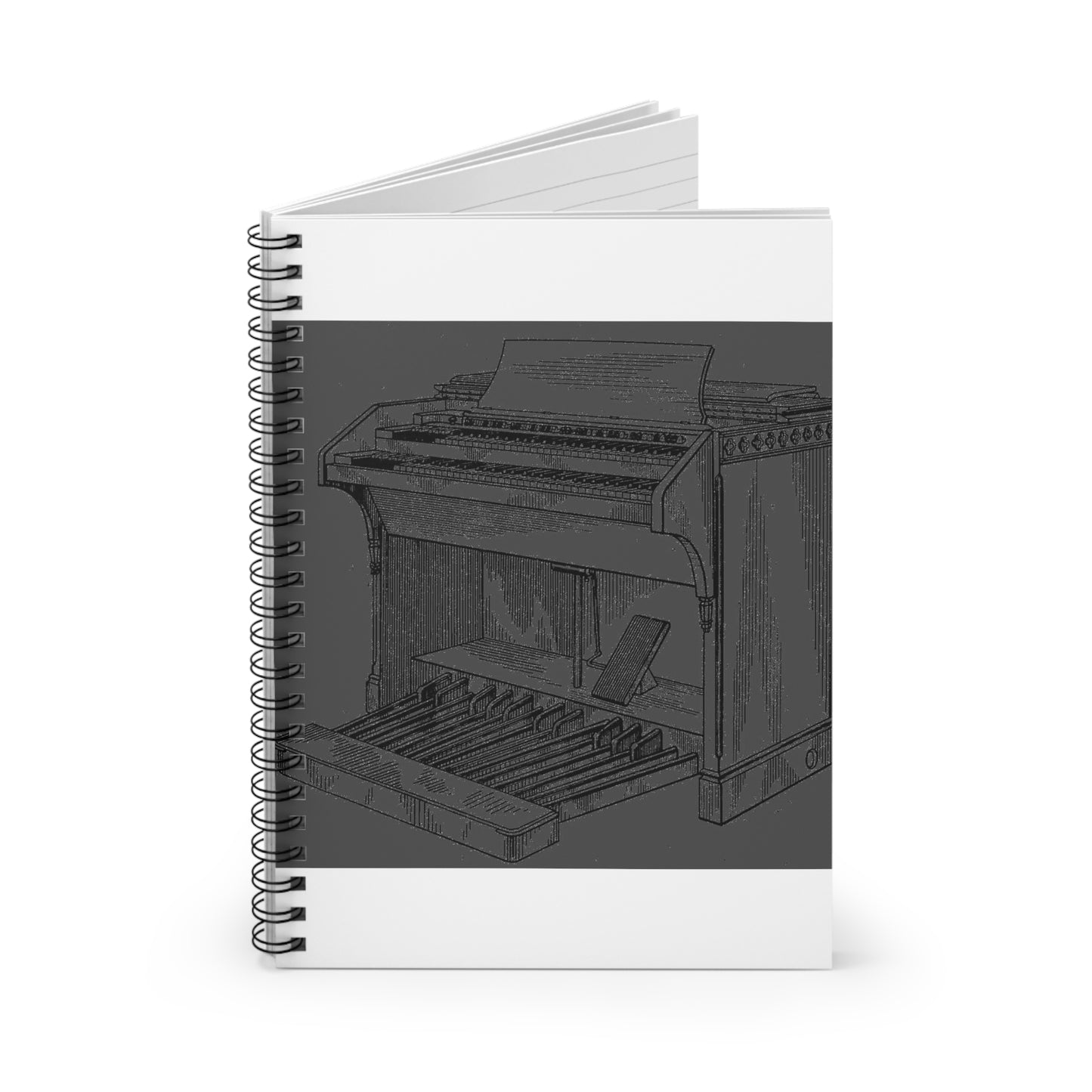 USD120175S Organ Console (1939-09-08 filed, 1940-04-23 published) by George H.Stephens - Hammond C (clip) Spiral Bound Ruled Notebook with Printed Cover