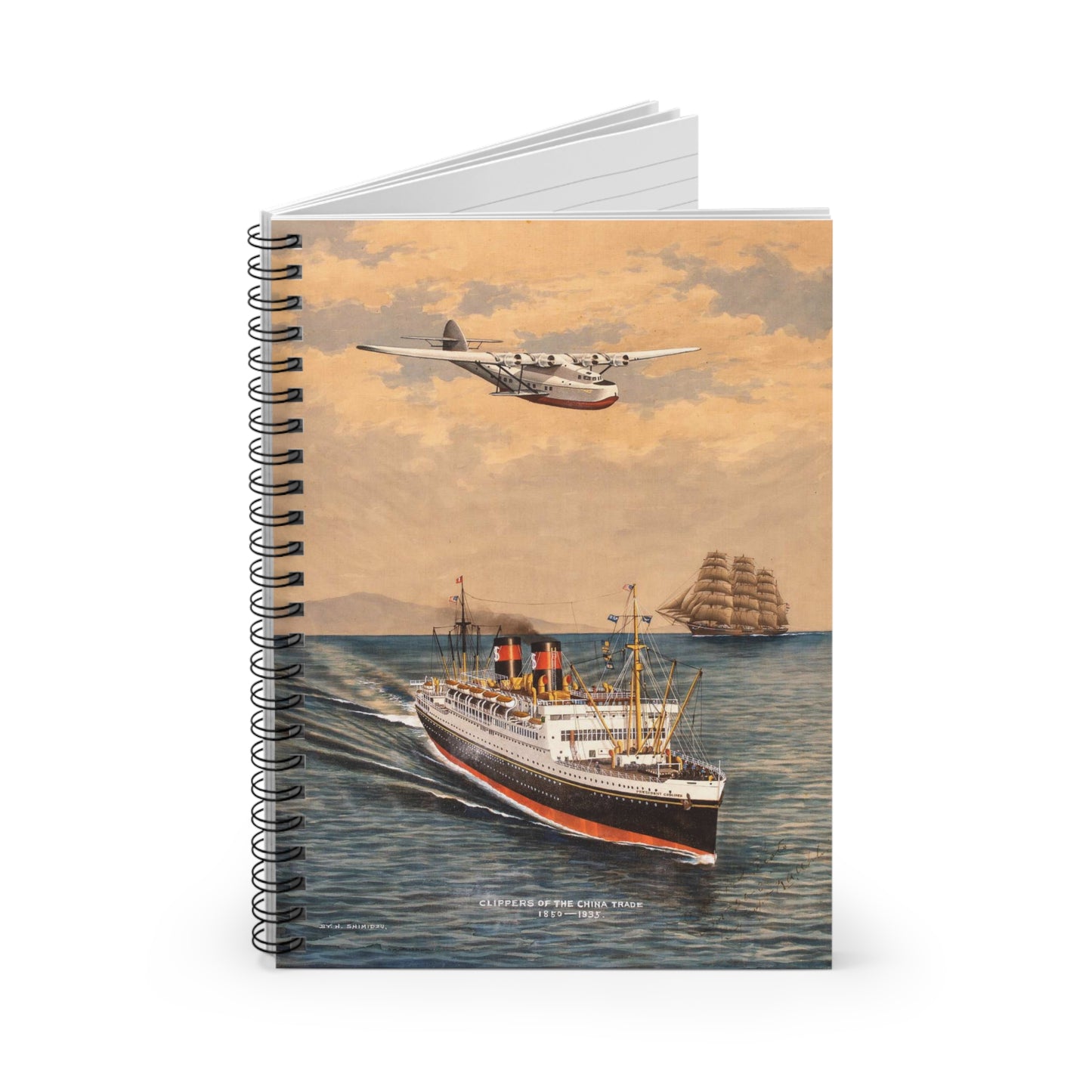 The China Clippers, by H. Shimidzu Spiral Bound Ruled Notebook with Printed Cover