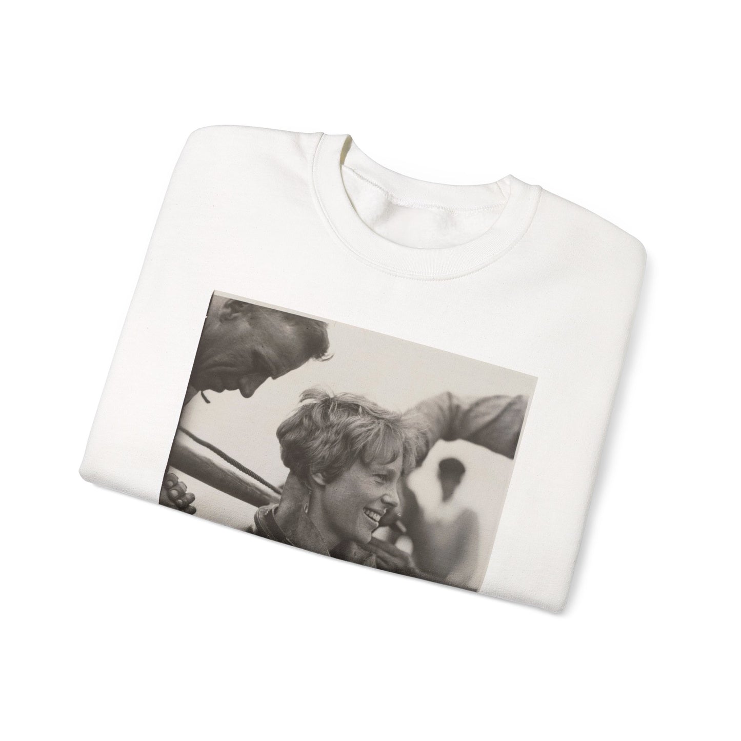 Amelia Earhart Deep Sea Diving off Block Island White Heavy Blend Adult Crew Neck SweatShirt