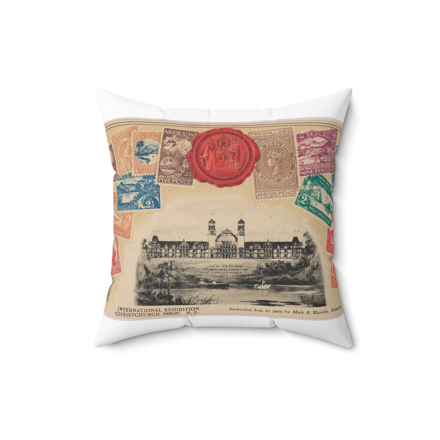 International Exhibition Christchurch 1906/07, N.Z. - Muir & Moodie Decorative Accent Square Pillow