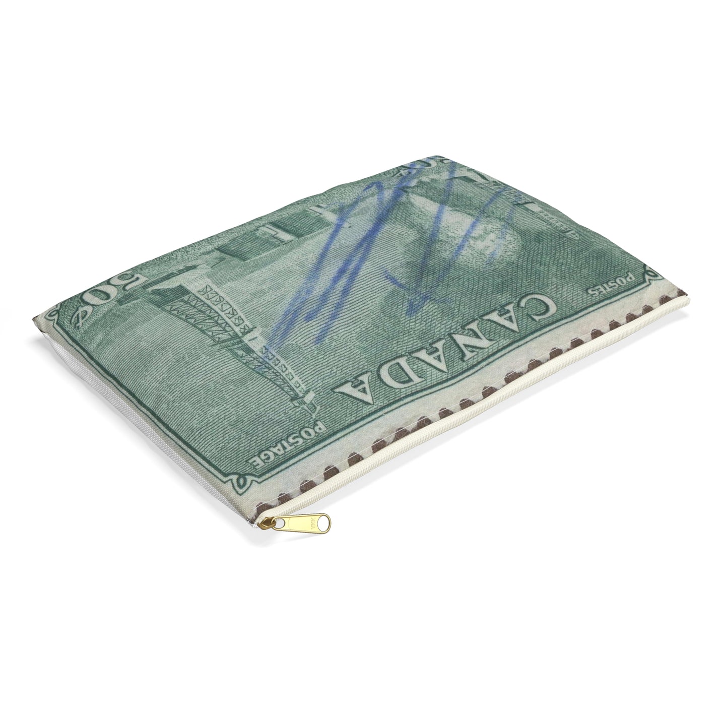 Frimärke ur Gösta Bodmans filatelistiska motivsamling, påbörjad 1950.Frimärke från Canada, 1950. Motiv av petroleumutvinning i Alberta. Large Organizer Pouch with Black Zipper