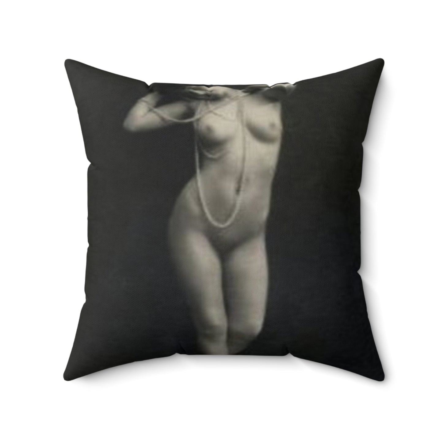 Erotic Art: WALERY - An old photo of a naked woman with pearls Decorative Accent Square Pillow