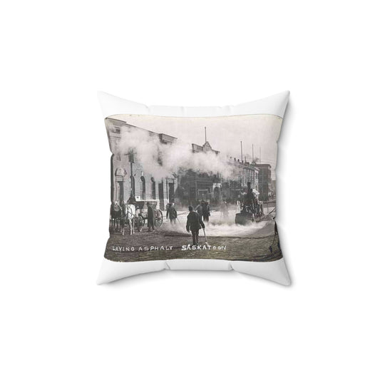 Laying Asphalt, all workers and equipment in view (NBY 10449) Decorative Accent Square Pillow