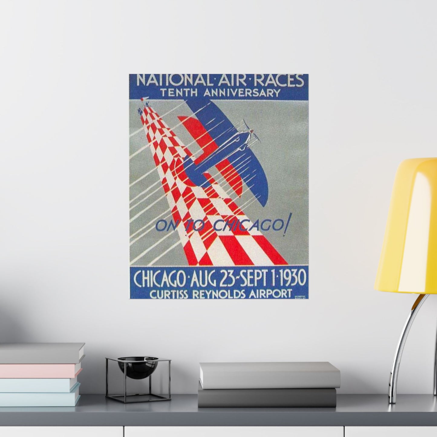 1930 National Air Race poster - Art Deco public domain image High Quality Matte Wall Art Poster for Home, Office, Classroom