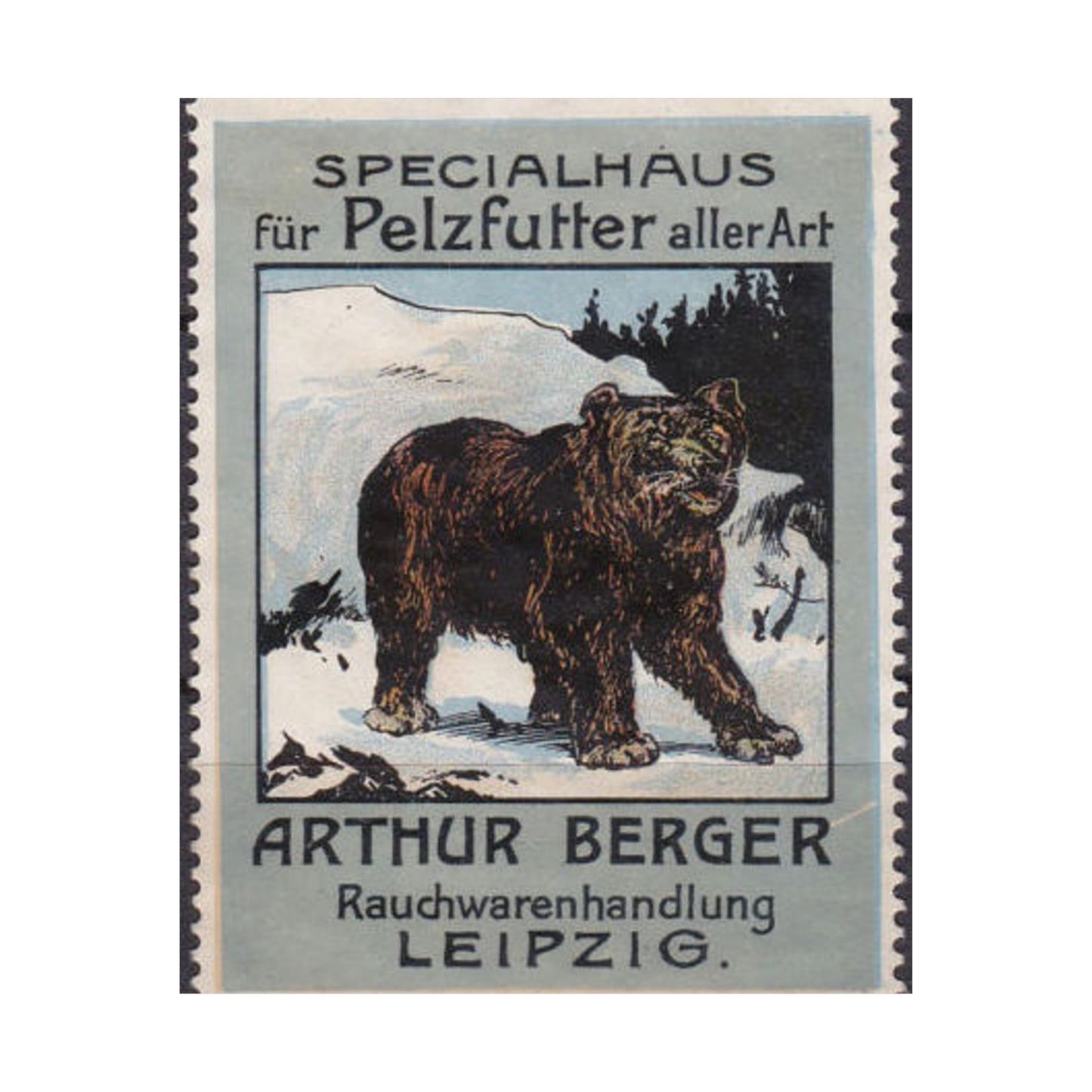 Arthur Berger, fur trader in Leipzig, c. 1910, brand advertisings (03) High Quality Matte Wall Art Poster for Home, Office, Classroom