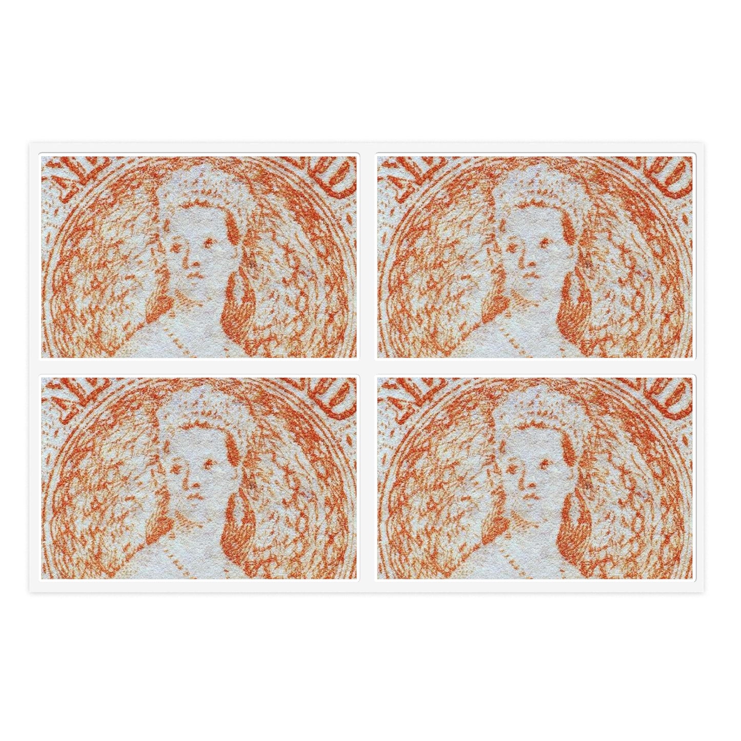 Issued one penny 'Full-Face Queen' [Chalon Head] definitive stamp Laminated UV Protective Vinyl Stickers