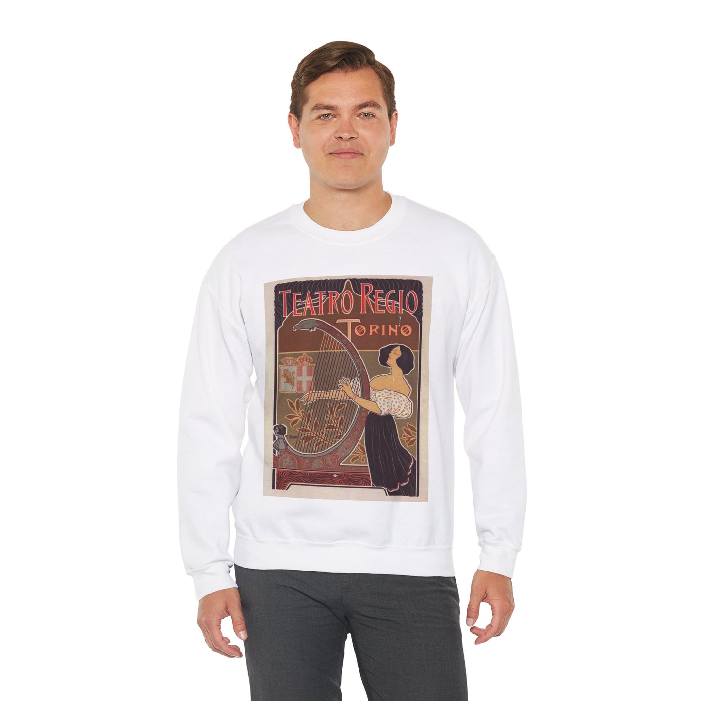 Affiche italienne pour le "Théâtre royal de Turin" White Heavy Blend Adult Crew Neck SweatShirt