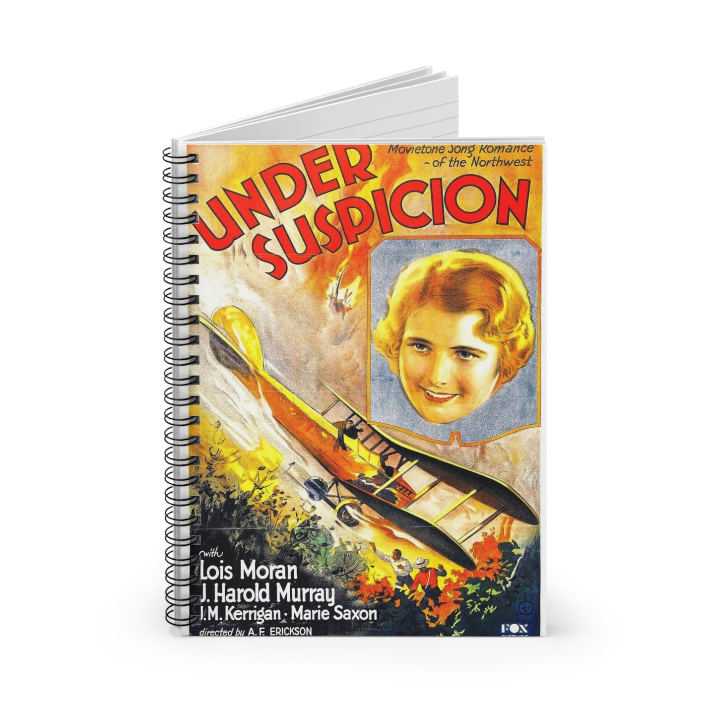 Under Suspicion poster - Art Deco public domain image Spiral Bound Ruled Notebook with Printed Cover