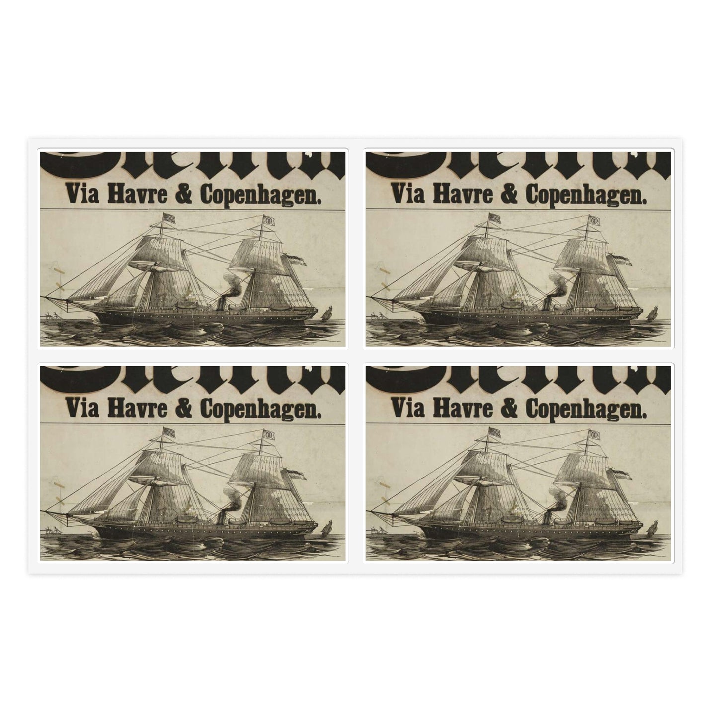 Baltischer Lloyd - dampfschifssabrt nach Stettin via Havre & Copenhagen Laminated UV Protective Vinyl Stickers