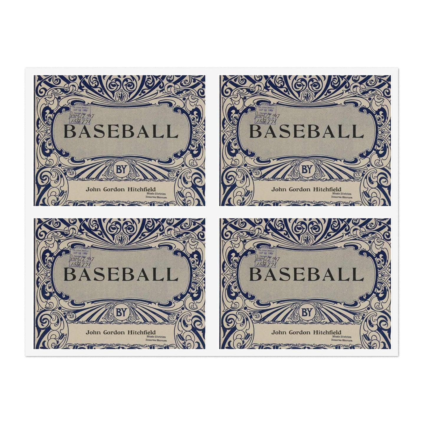 Baseball, musical notation - Baseball sheet music. Laminated UV Protective Vinyl Stickers