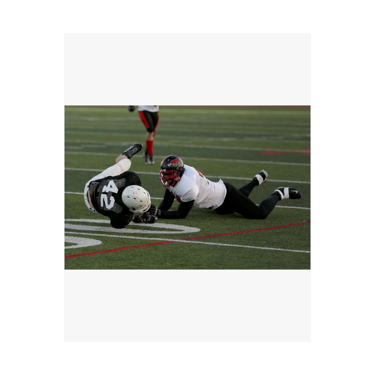 Fred Spencer, Falcons defensive lineman, trips up a High Quality Matte Wall Art Poster for Home, Office, Classroom