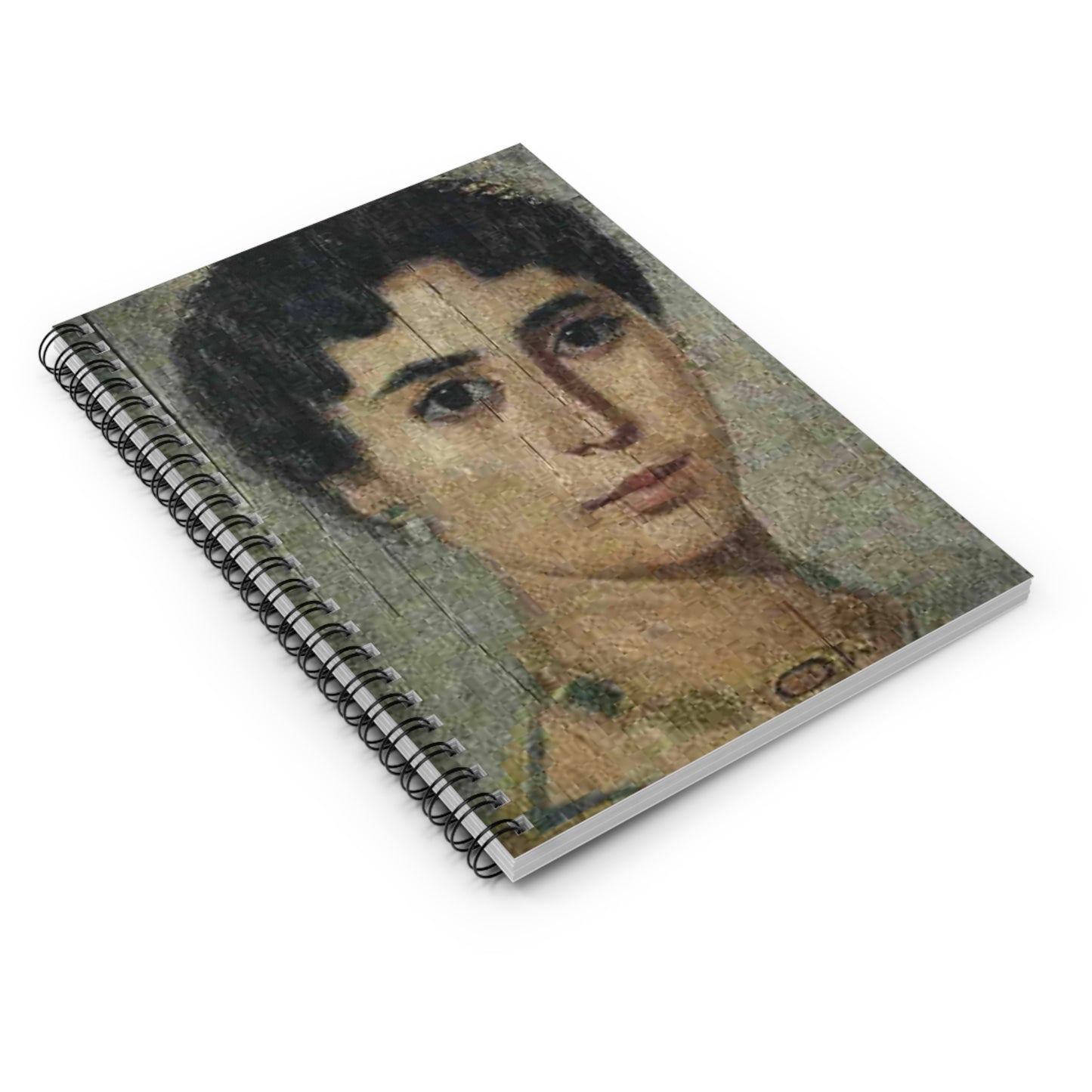 Fayum portrait BM EA 65346 (detail) Spiral Bound Ruled Notebook with Printed Cover