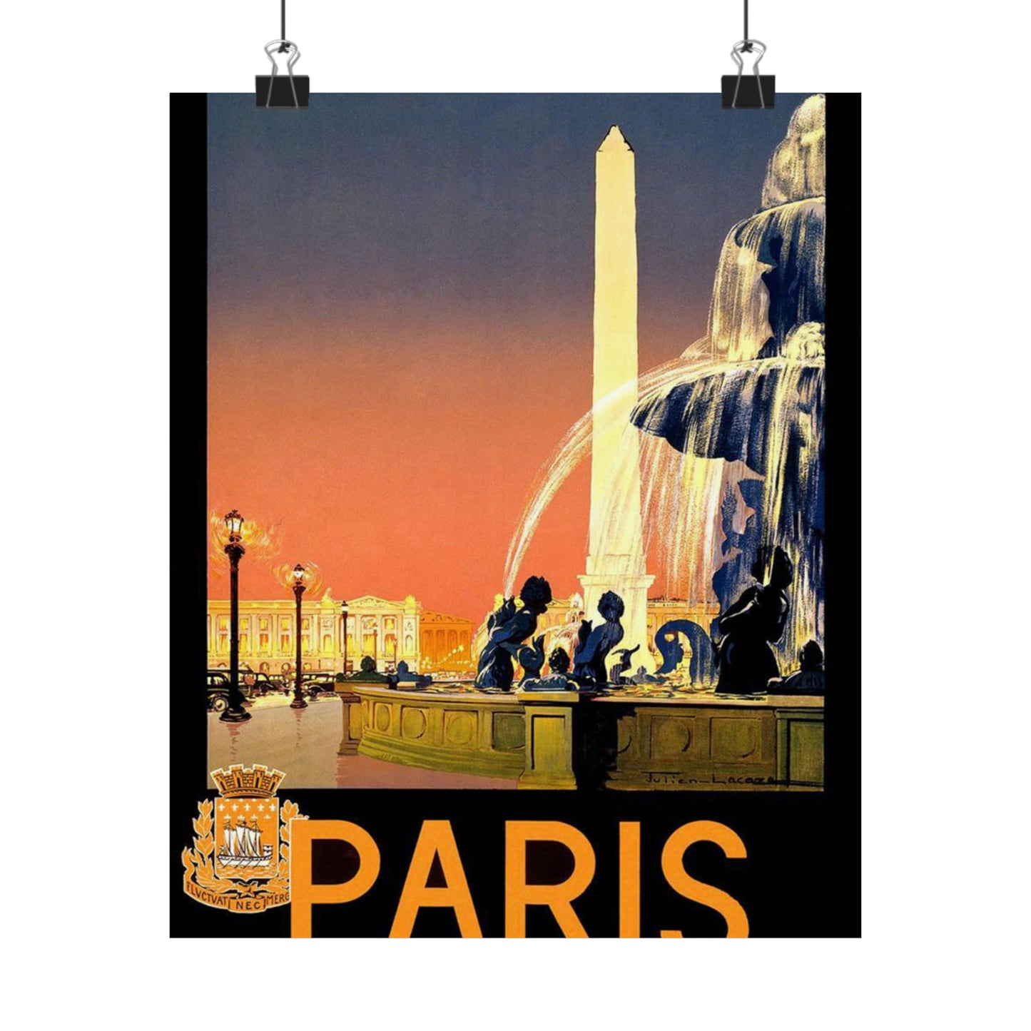 Paris. Vintage Travel Poster. - Art Deco public domain image High Quality Matte Wall Art Poster for Home, Office, Classroom