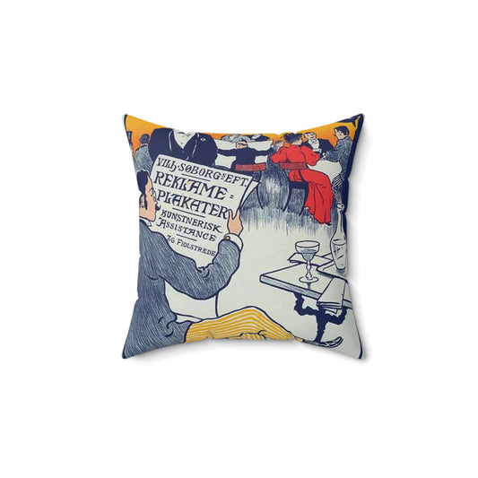 Affiche danoise pour les "Affiches artistiques Wilh. Söborg". Decorative Accent Square Pillow