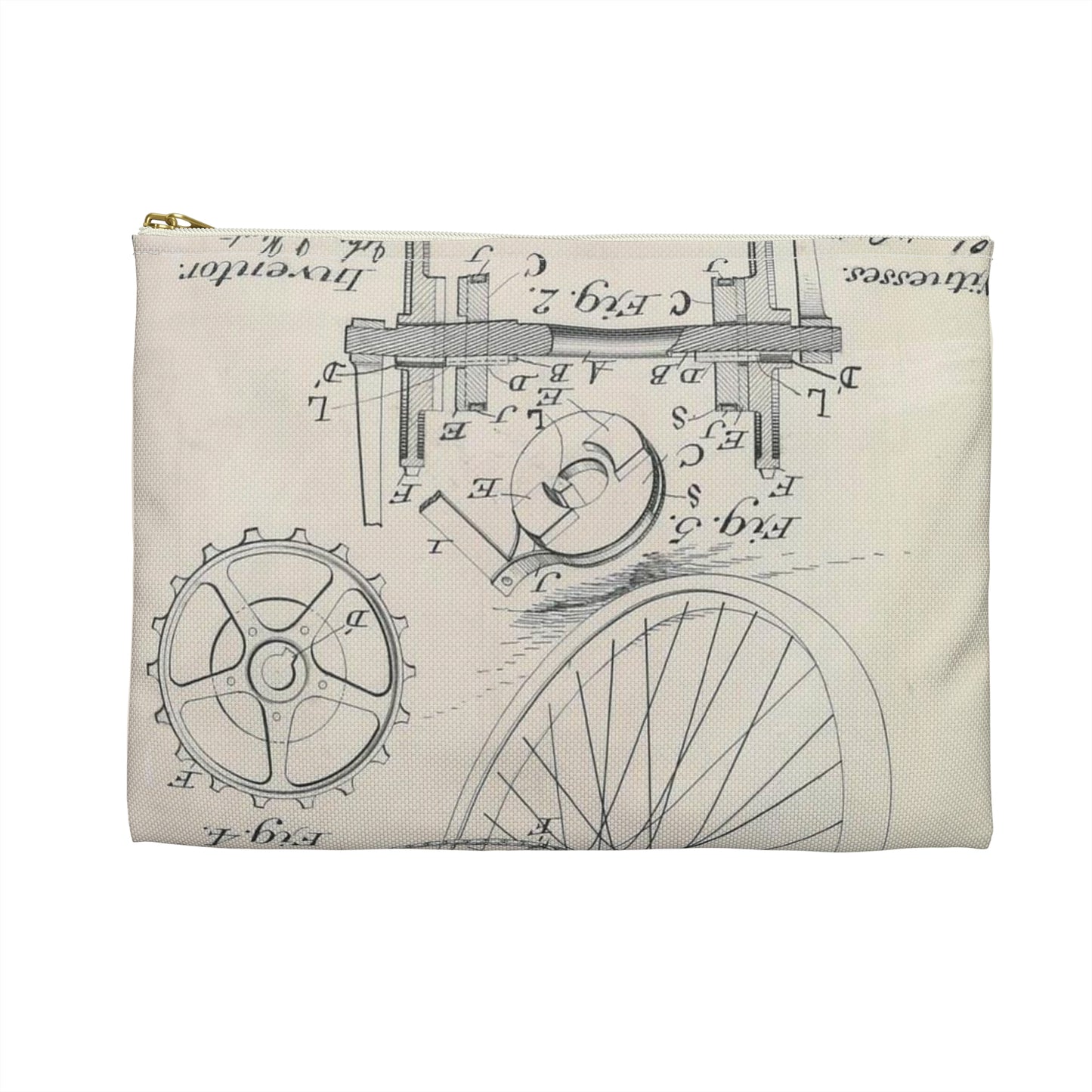 Patent drawing - for J. J. Hentz' Bicycle Public domain  image Large Organizer Pouch with Black Zipper