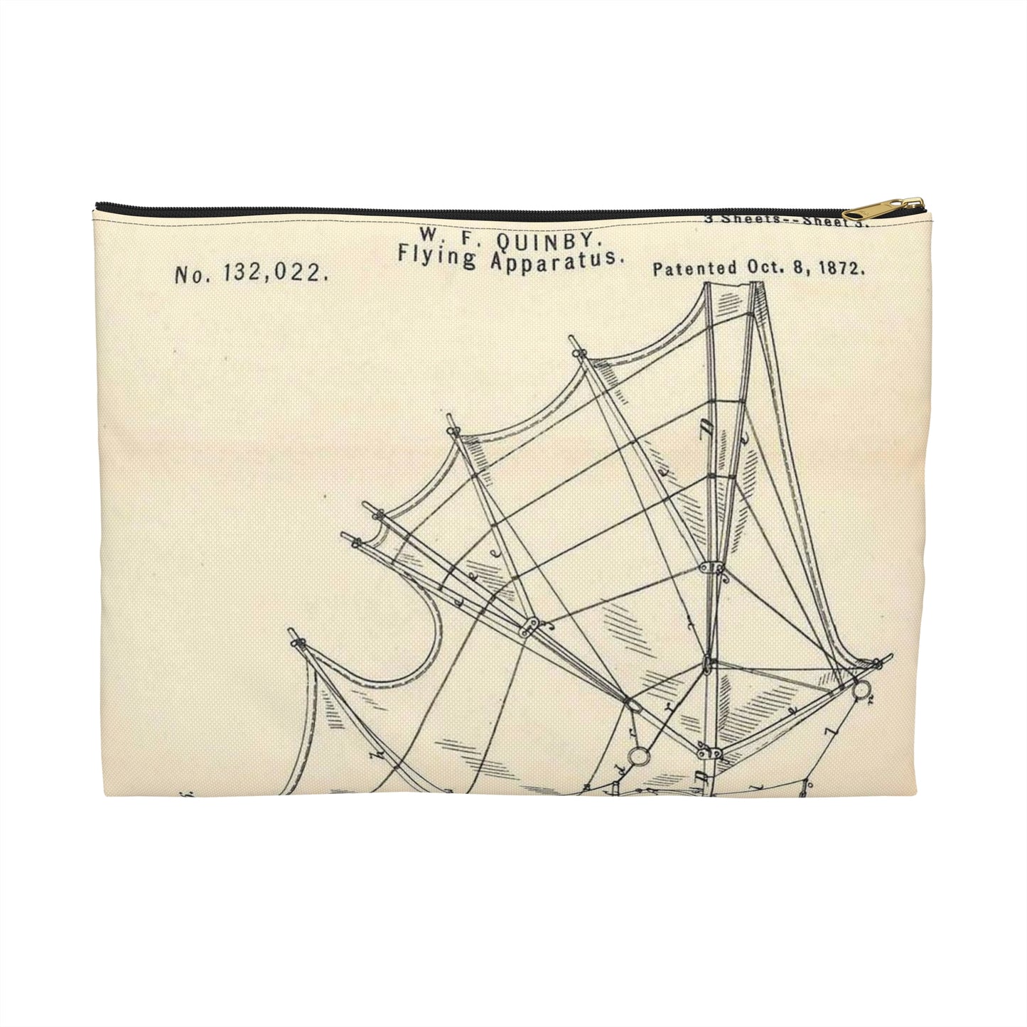 Patent Case File No. 132,022, Flying Apparatus, Inventor- Watson F. Quinby - DPLA - 1408d735868117dc44f964123674e332 (page 32) Large Organizer Pouch with Black Zipper