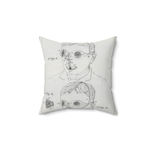 Patent drawing - for C. McIntosh's Fire Mask Public domain  image Decorative Accent Square Pillow