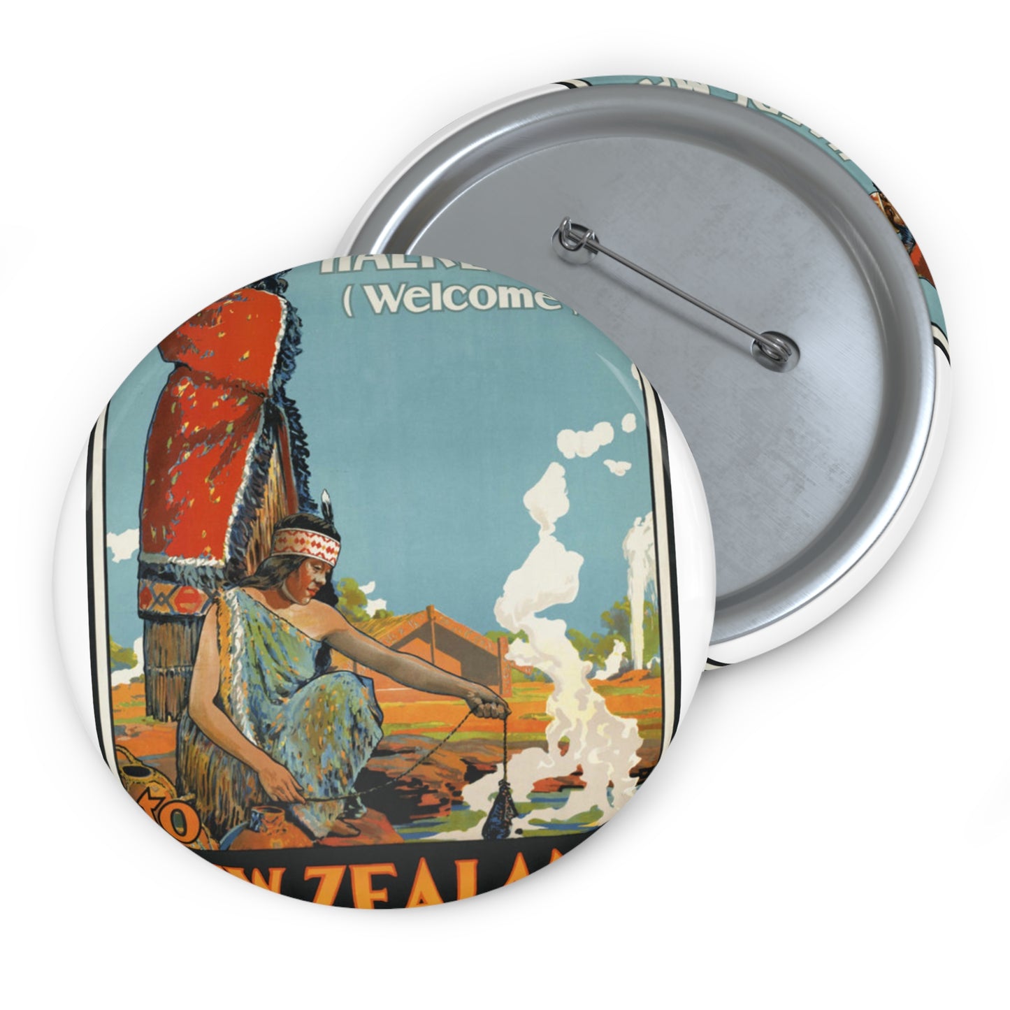 Vintage Travel Posters, 1920s-1930s Pin Buttons with Crisp Design