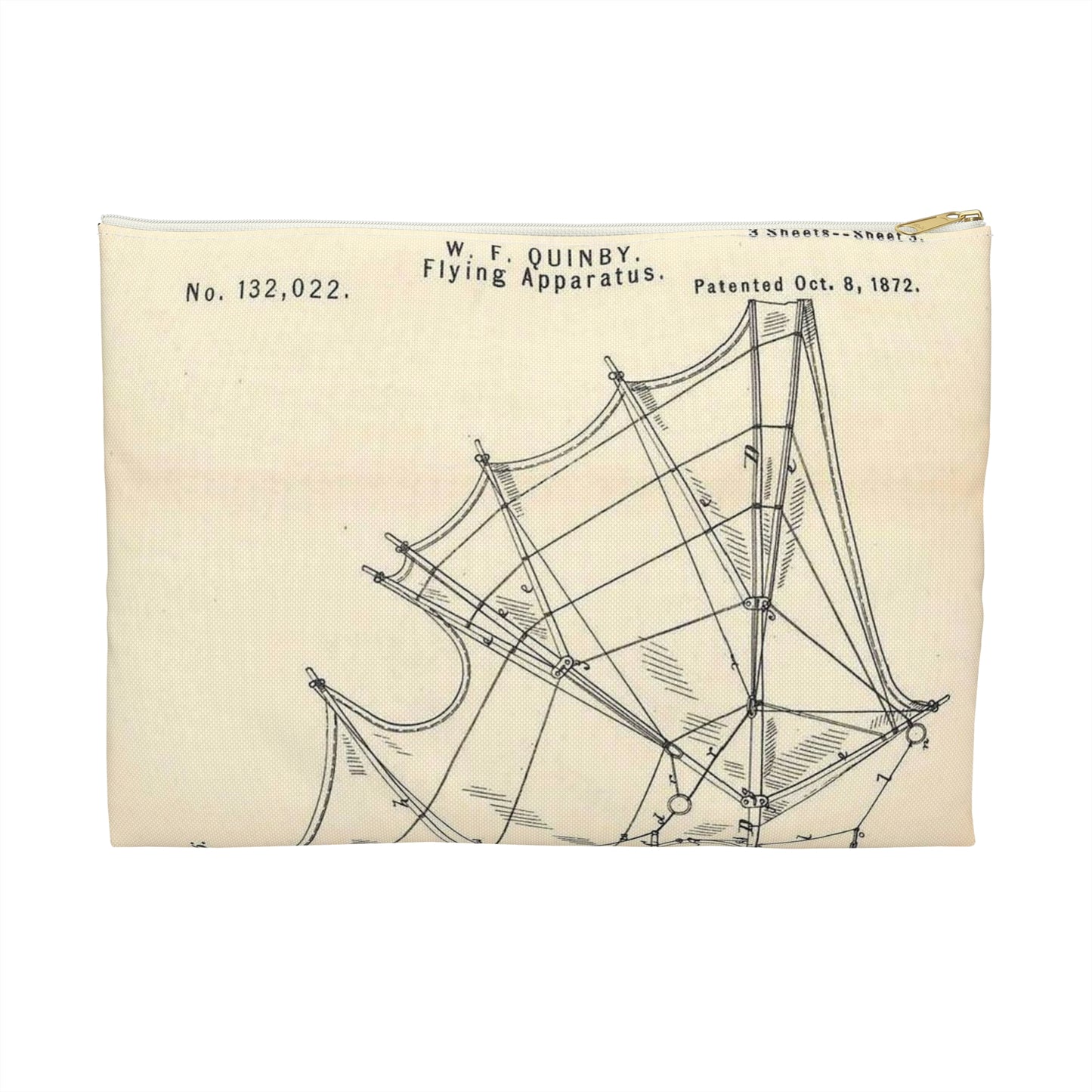 Patent Case File No. 132,022, Flying Apparatus, Inventor- Watson F. Quinby - DPLA - 1408d735868117dc44f964123674e332 (page 32) Large Organizer Pouch with Black Zipper