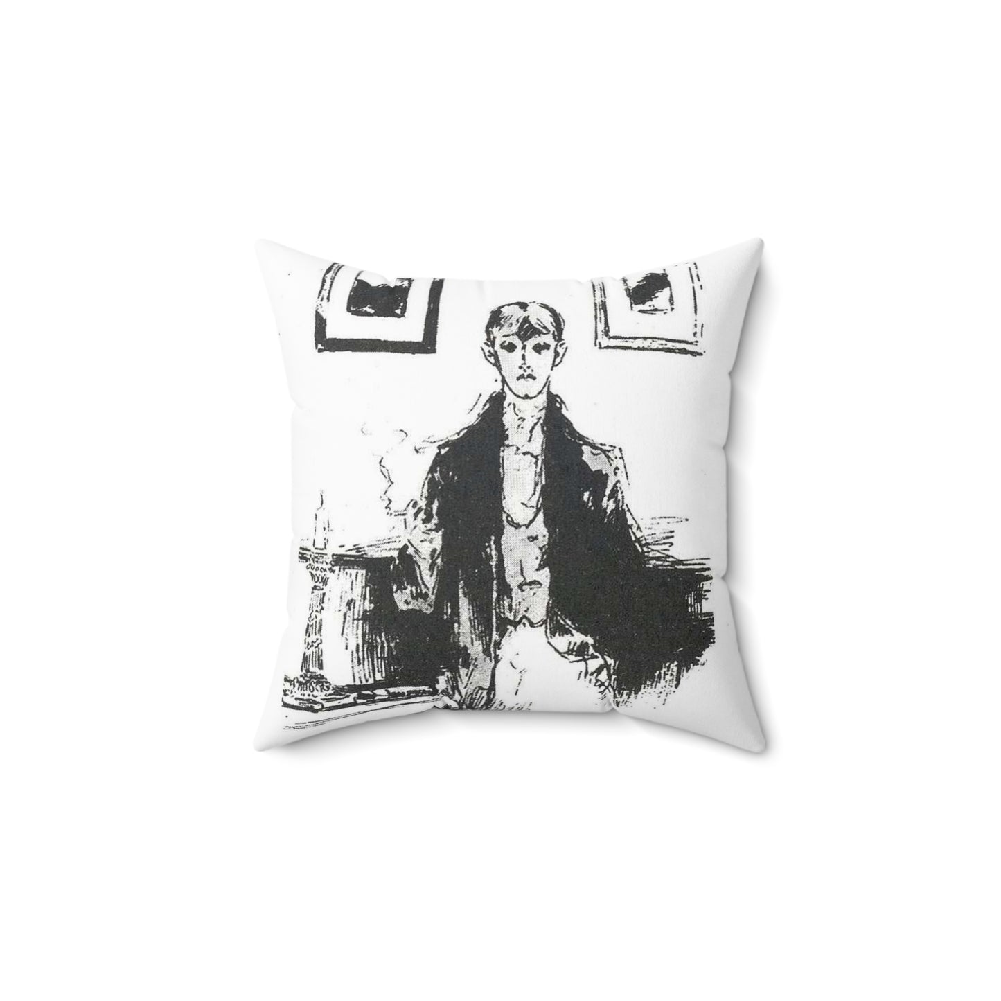 Aubrey Beardsley 5 - A drawing of a woman sitting on a couch Decorative Accent Square Pillow