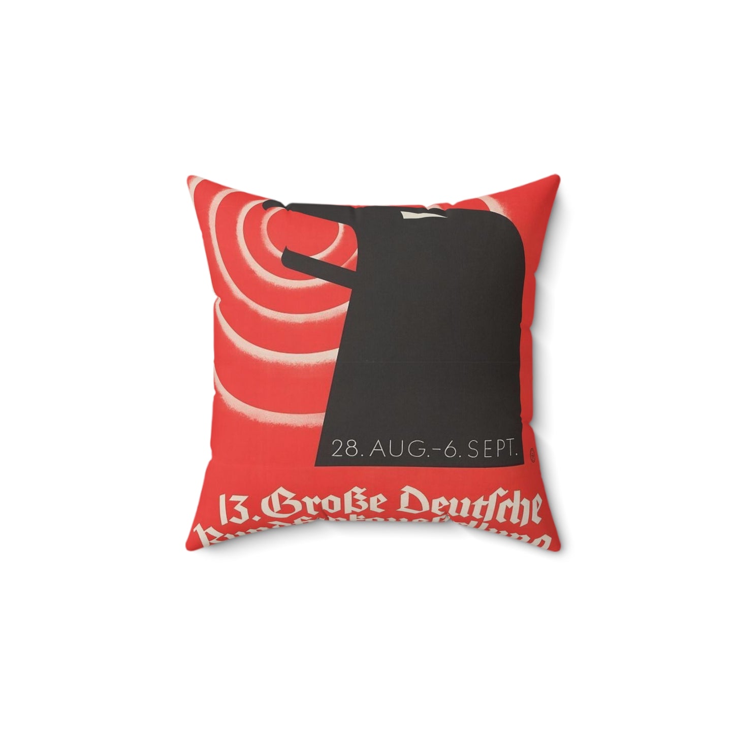 13 Grosse deutsche Rundfunkausstellung und Volkssender, Berlin 1936 / Riemer. Decorative Accent Square Pillow