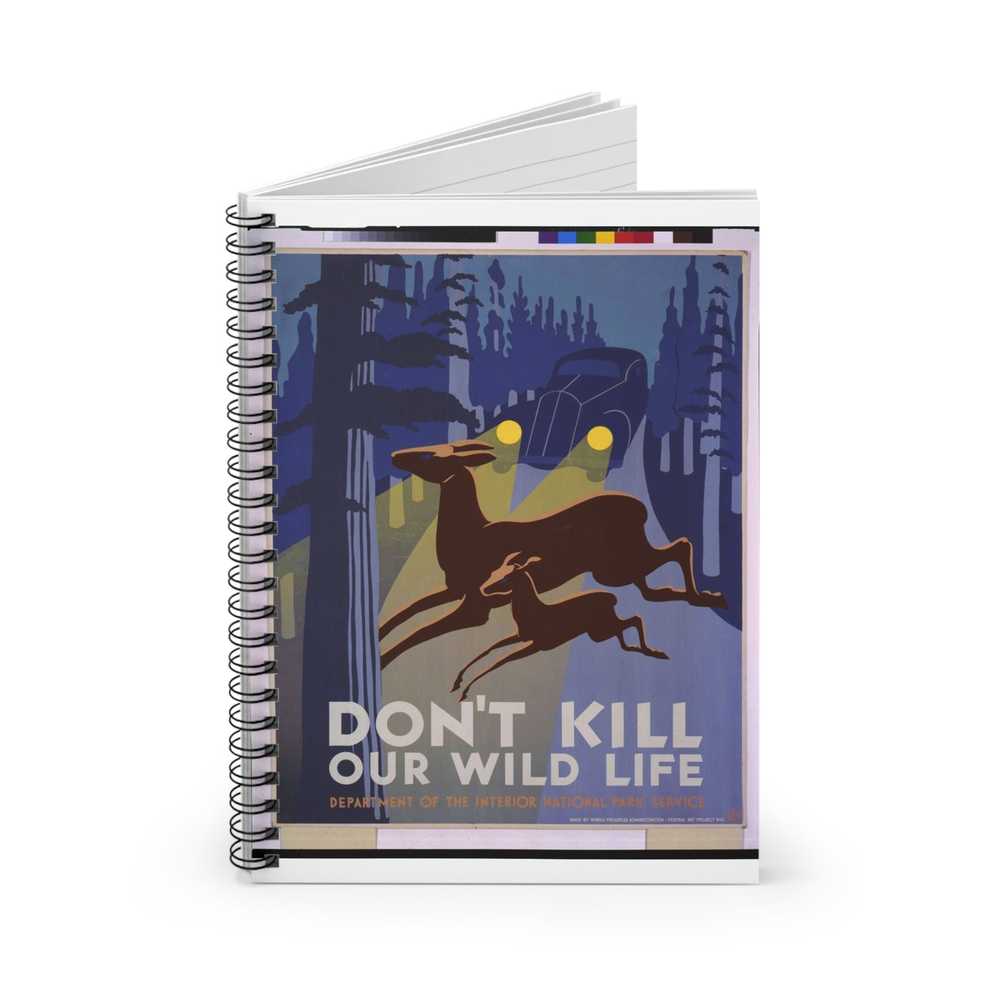 Don't kill our wild life - Art Deco public domain image Spiral Bound Ruled Notebook with Printed Cover