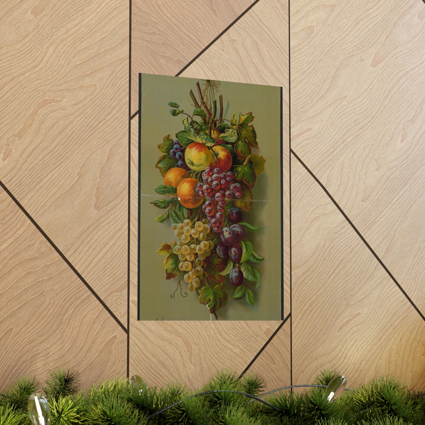 Apples, Plums & grapes, no. 8266 High Quality Matte Wall Art Poster for Home, Office, Classroom