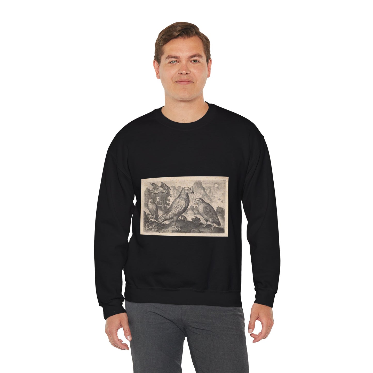 Abraham de Bruyn - Arend en andere roofvogels Black Heavy Blend Adult Crew Neck SweatShirt