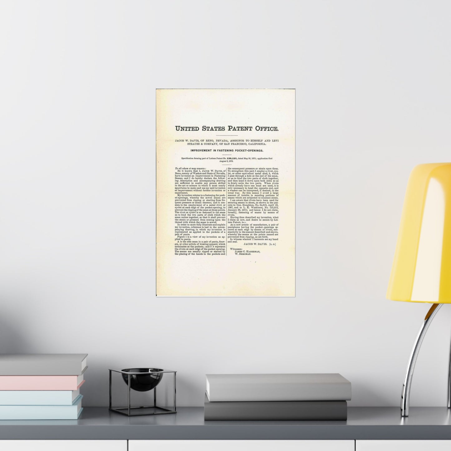 Patent Case File No. 139,121, Improvement in Fastening Pocket Openings, Inventor- Jacob W. Davis - DPLA - afb017b06366ded5b3d9735cb413b735 (page 29) High Quality Matte Wall Art Poster for Home, Office, Classroom