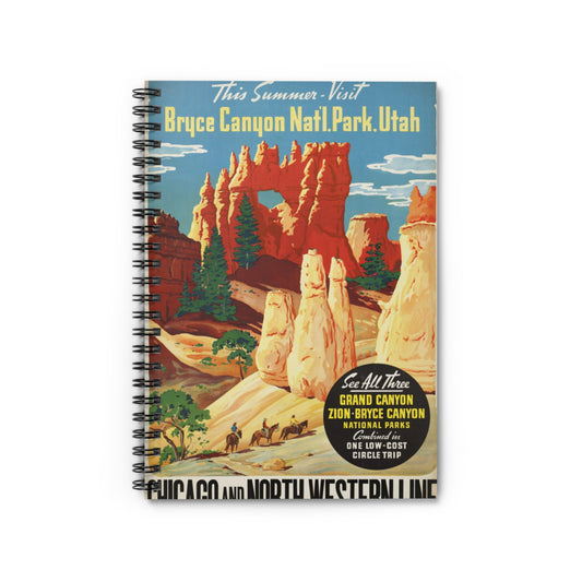 Vintage Travel Posters, 1920s-1930s Spiral Bound Ruled Notebook with Printed Cover