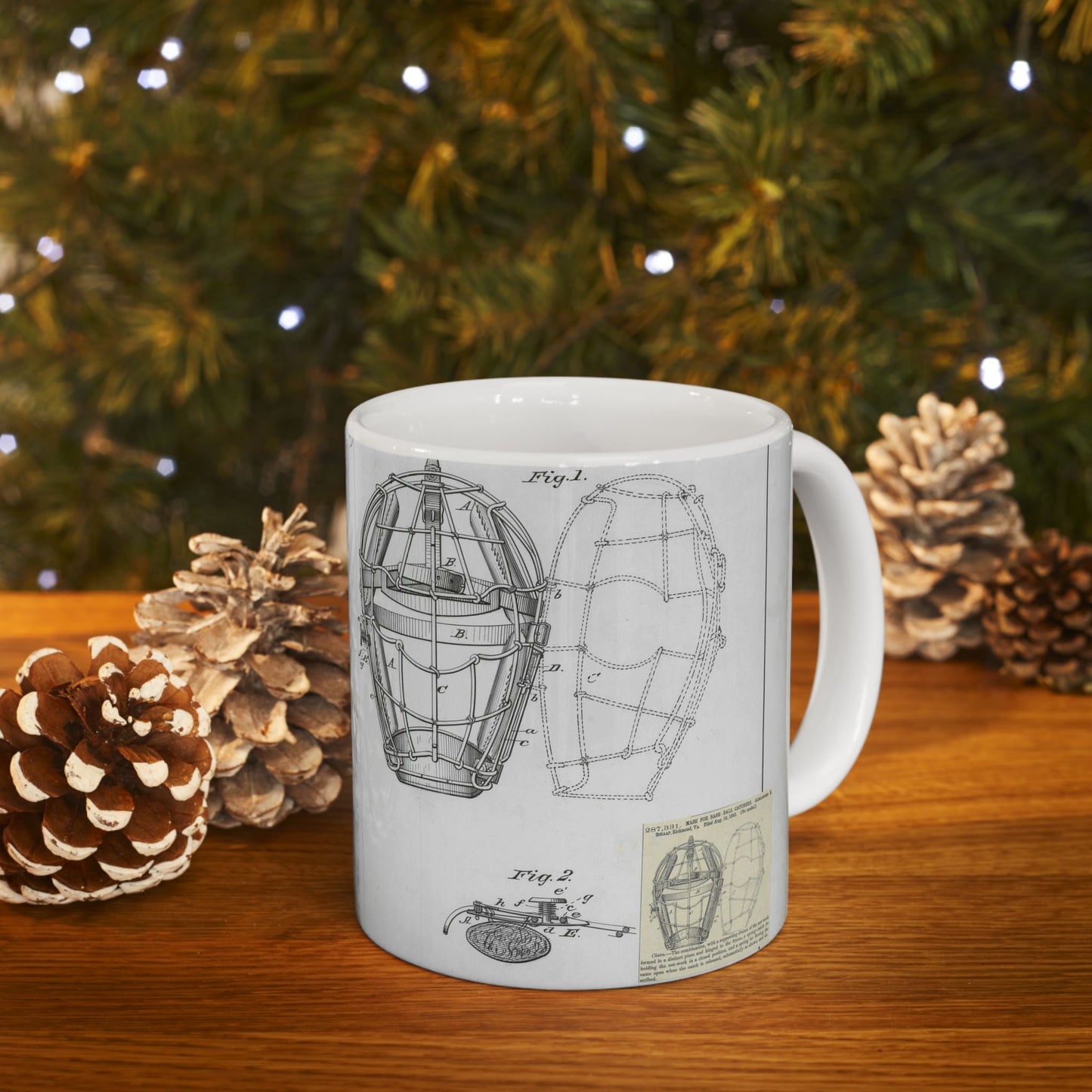 Patent drawing - Drawing of a "Mask for Base Ball Catchers" Public domain  image Beautiful Novelty Ceramic Coffee Mug 11oz