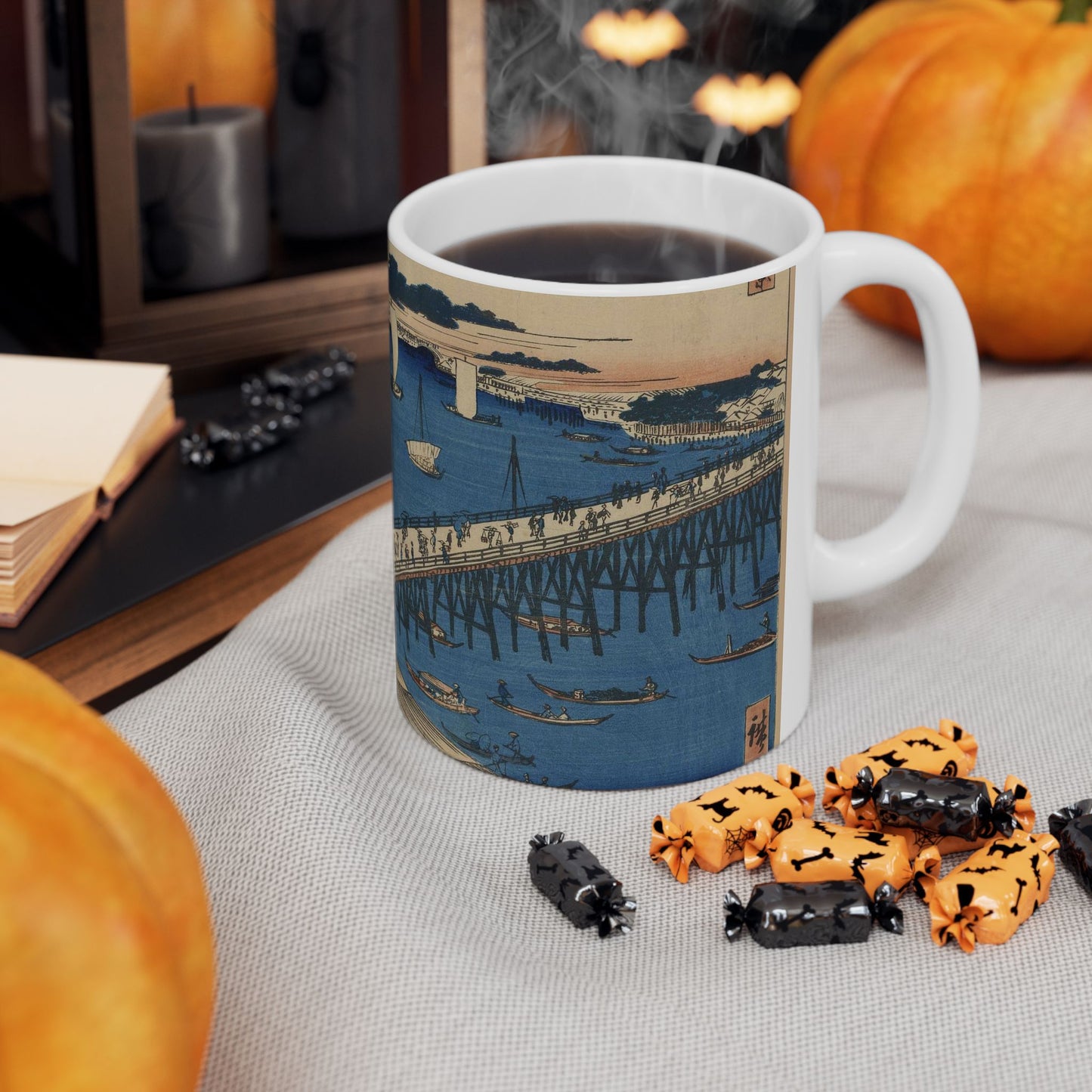 Ryōgokubashi Ōkawabata, Andō Hiroshige - Ukiyo e print Beautiful Novelty Ceramic Coffee Mug 11oz