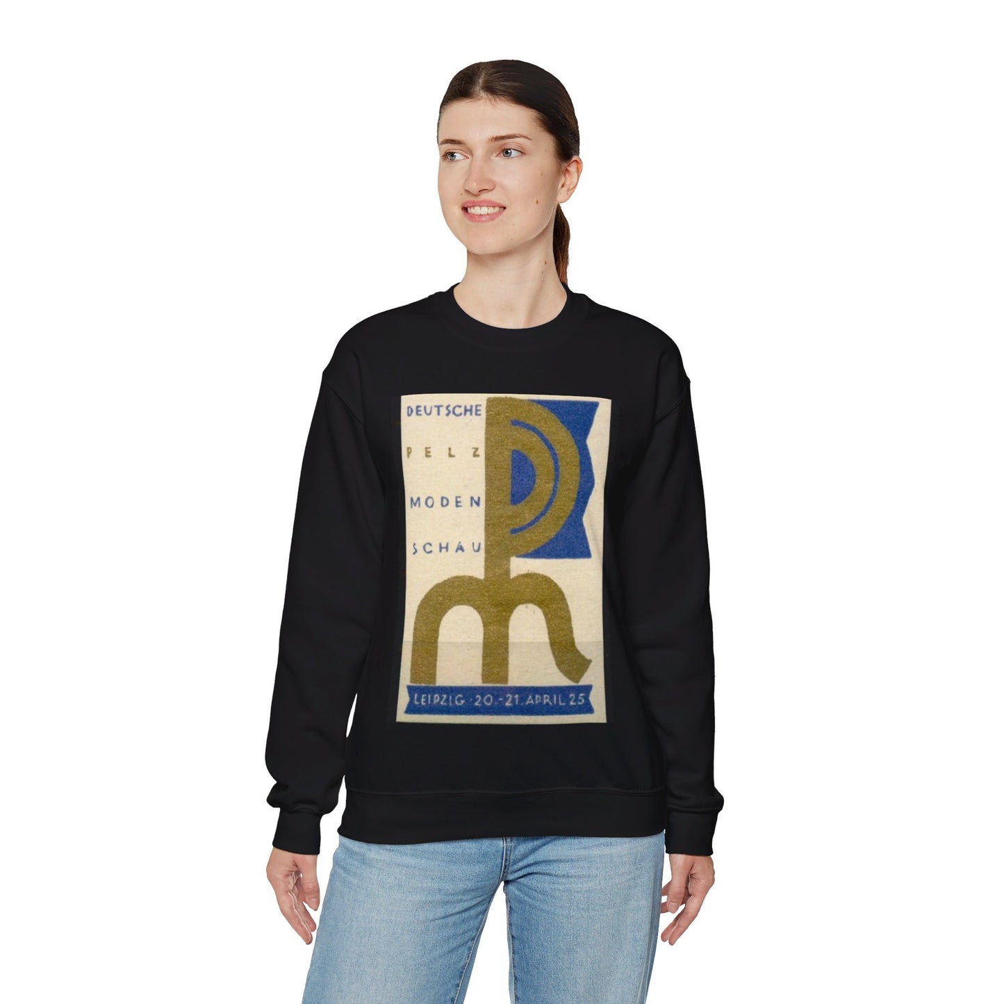 Deutsche Pelzmodenschau Leipzig 20.-21. April 1925, Reklamemarke Black Heavy Blend Adult Crew Neck SweatShirt