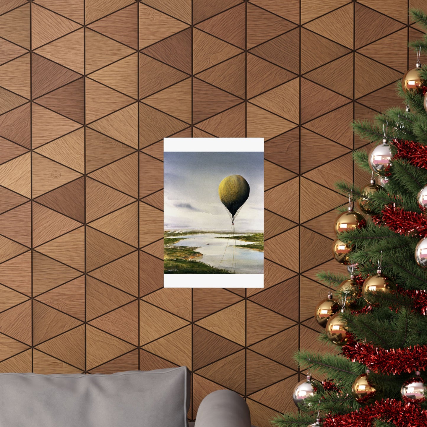 Artwork: "T.S.C. Lowe's Ballon Tethered at 1,000 Feet Above the York River in 1862". Artist: John McCoy High Quality Matte Wall Art Poster for Home, Office, Classroom