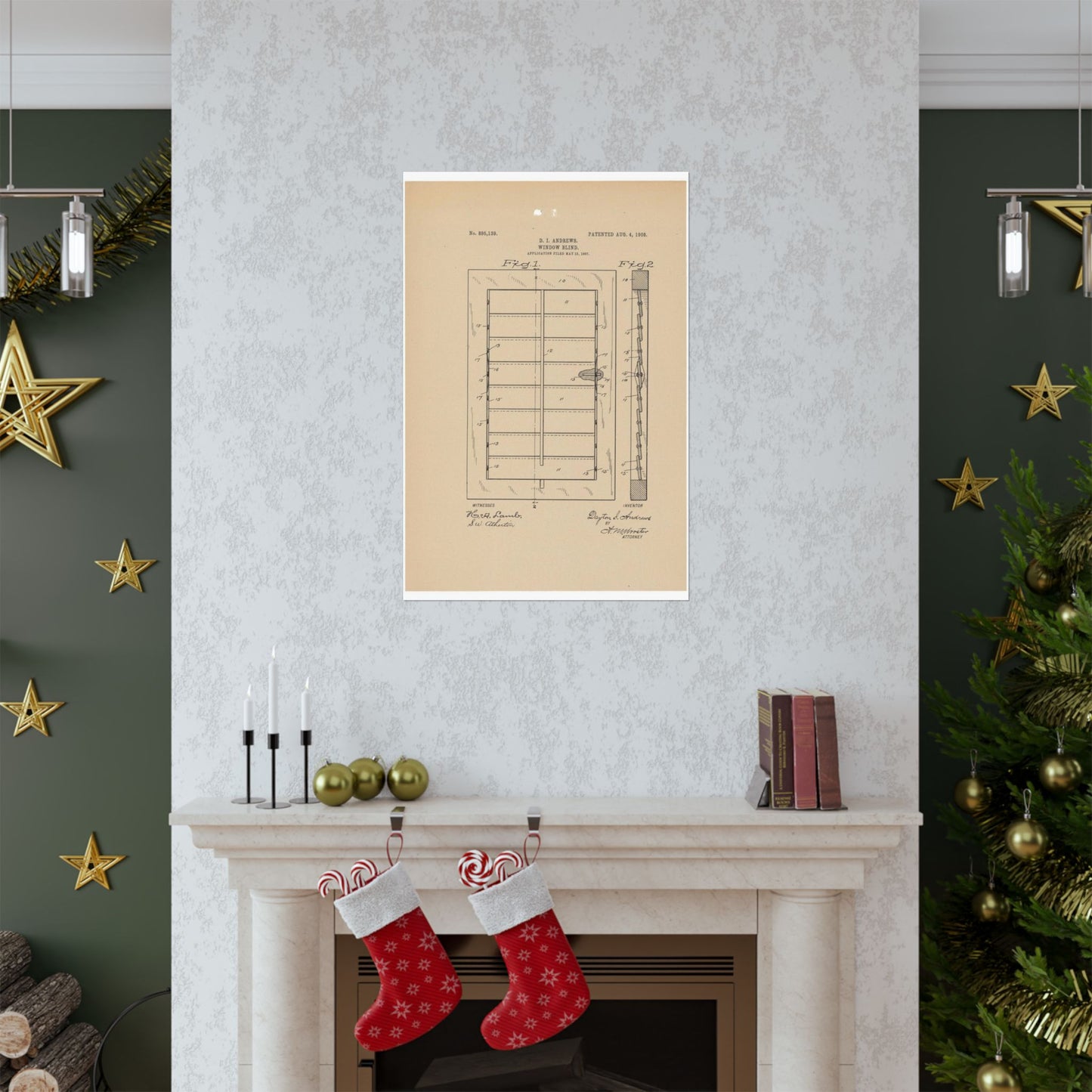 Patent Drawing of Engine - for a Window Blind Public domain  image High Quality Matte Wall Art Poster for Home, Office, Classroom