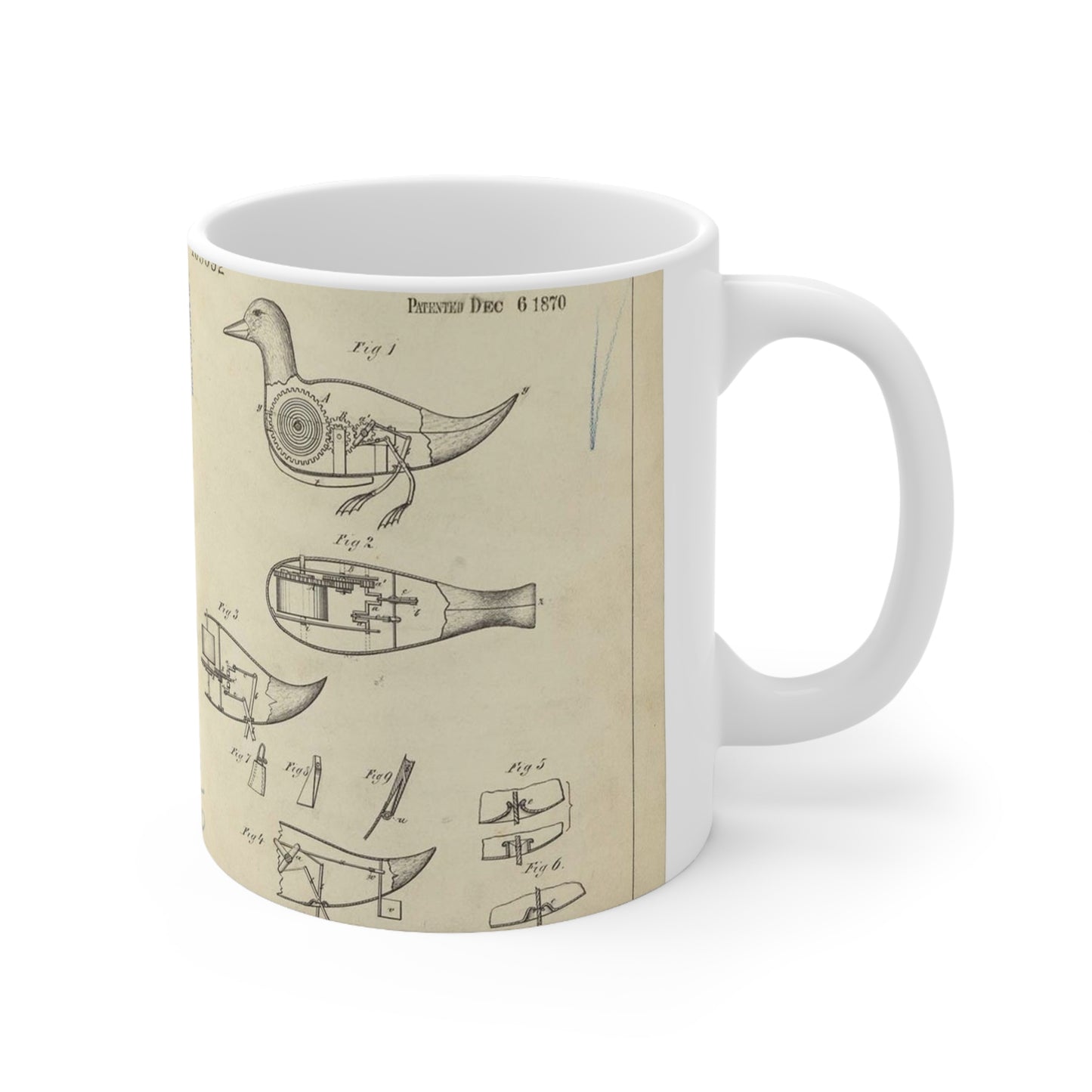 Patent drawing - Drawing of Aquatic Toy Public domain  image Beautiful Novelty Ceramic Coffee Mug 11oz