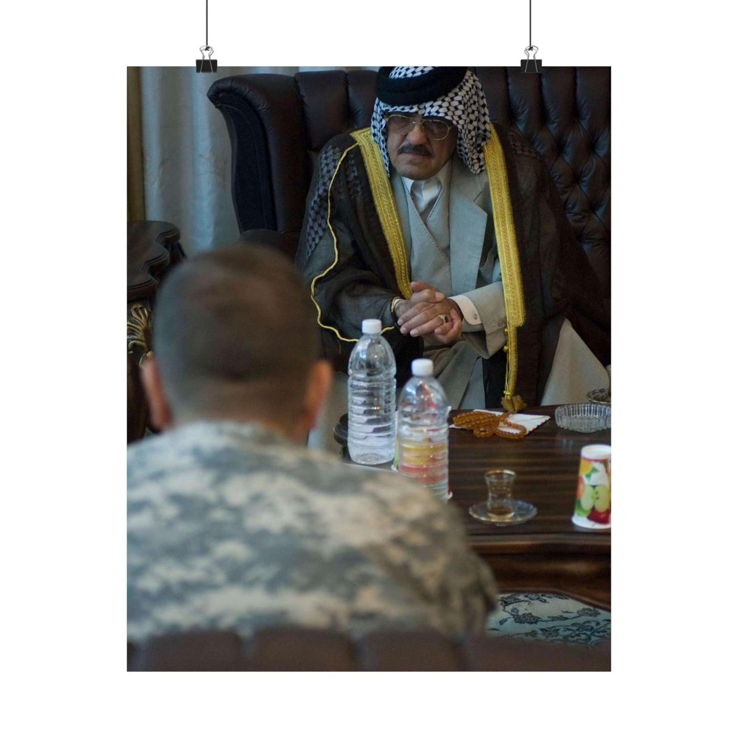 Sheik Mohammed al-Jorani listens to Col. Peter Baker, High Quality Matte Wall Art Poster for Home, Office, Classroom