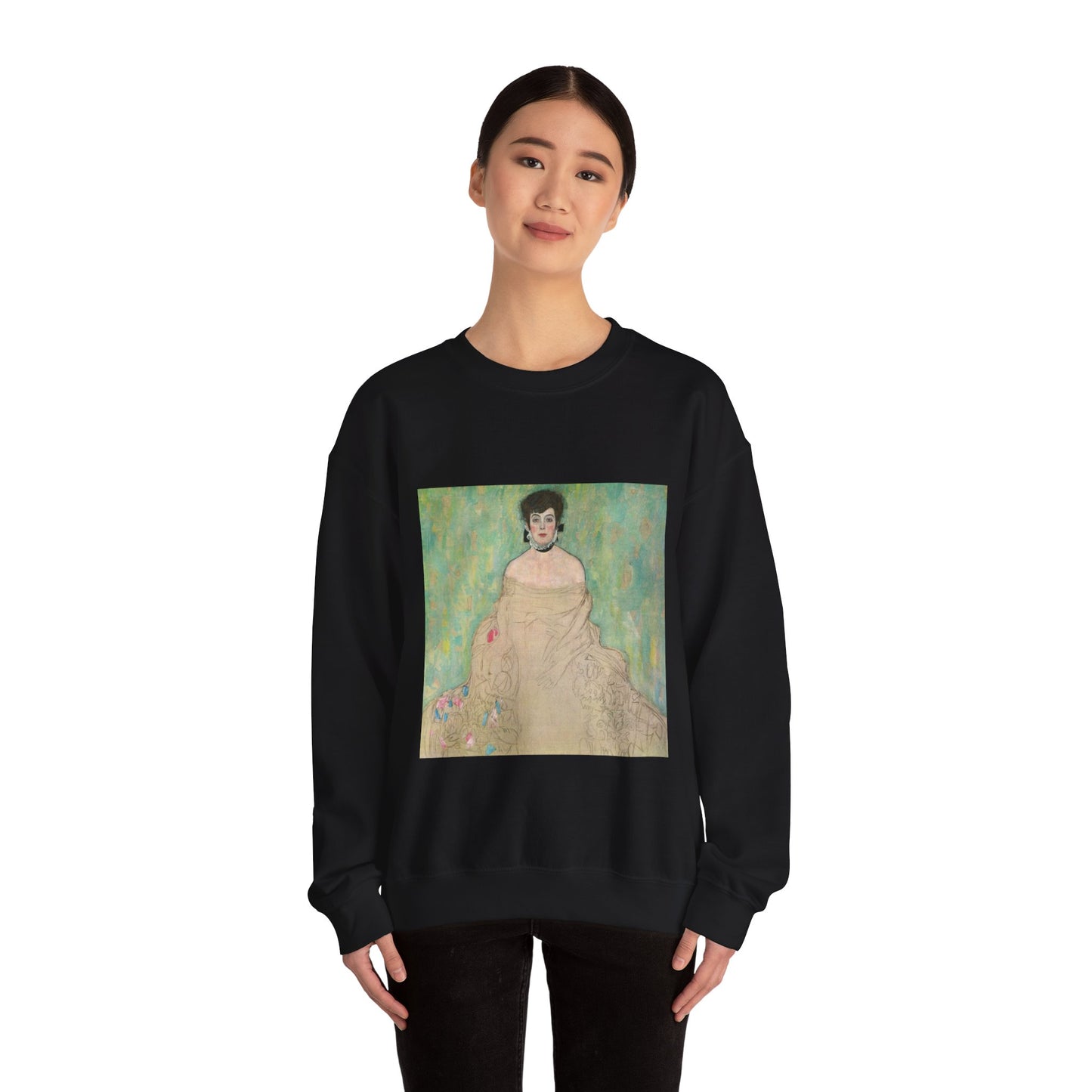 Gustav Klimt - Portrait of Amalie Zuckerkandl - Belvedere 7700 Black Heavy Blend Adult Crew Neck SweatShirt