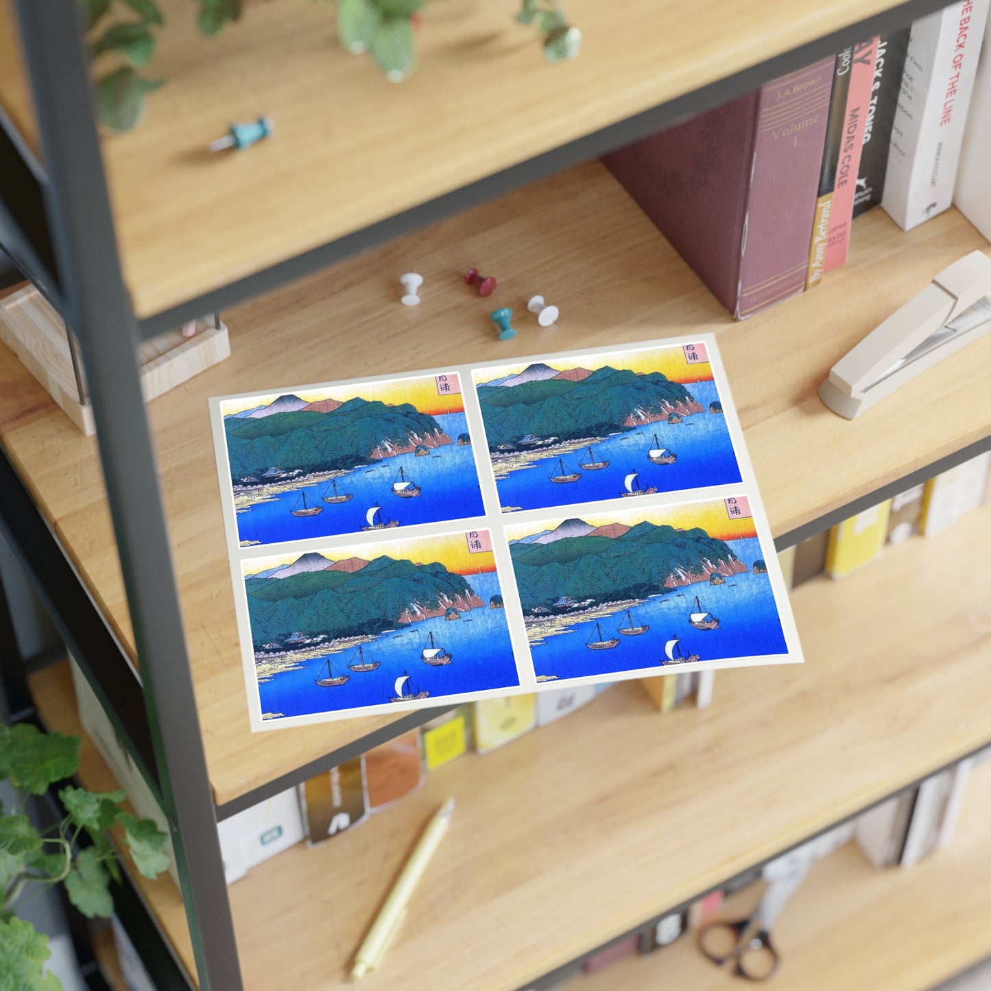 Hiroshige Boats in an inlet, Utagawa Hiroshige Laminated UV Protective Vinyl Stickers