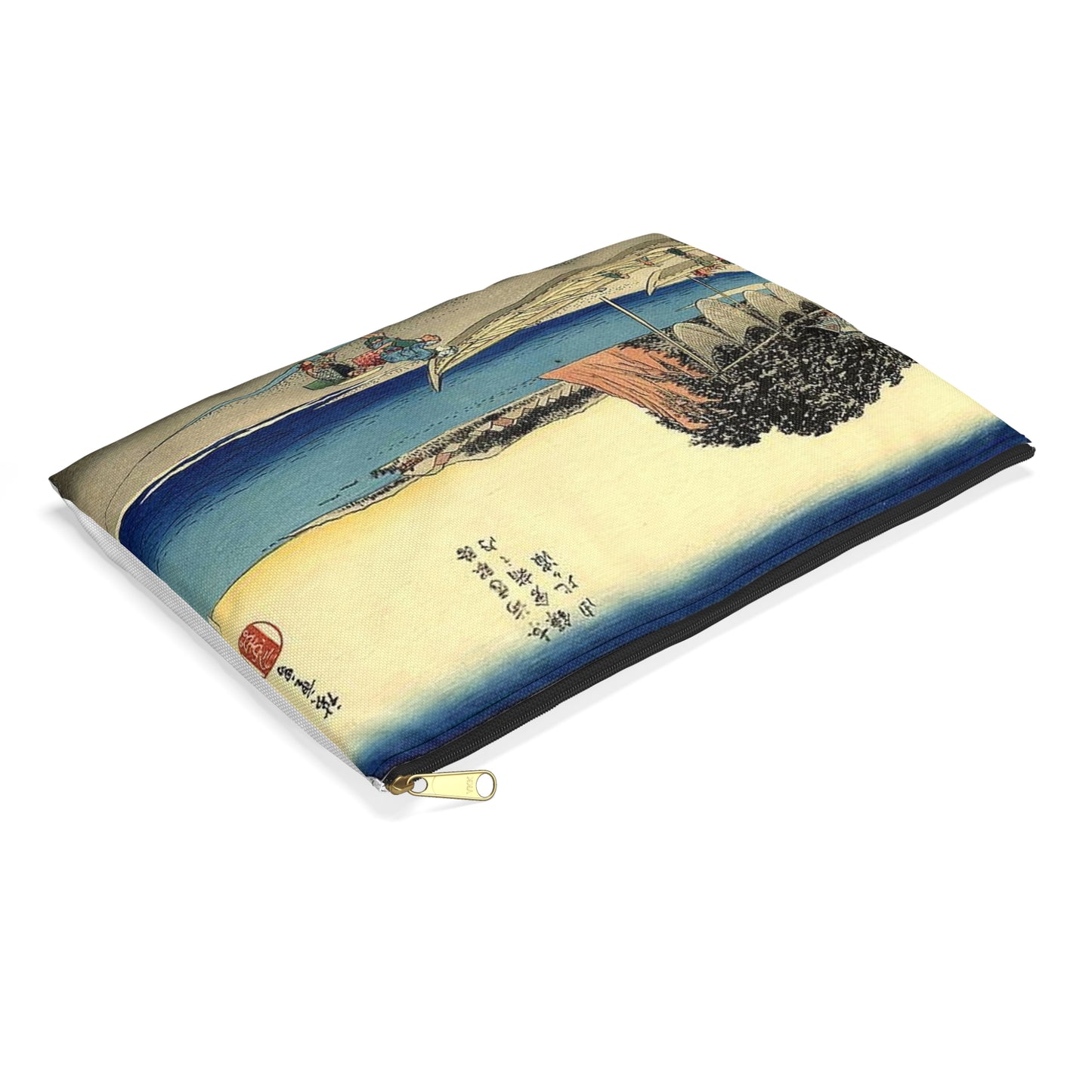 Utagawa Hiroshige - Hiroshige, Yuigahama Large Organizer Pouch with Black Zipper