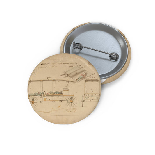 Patent drawing - Drawing of Improved Ambulance Carriage Public domain  image Pin Buttons with Crisp Design