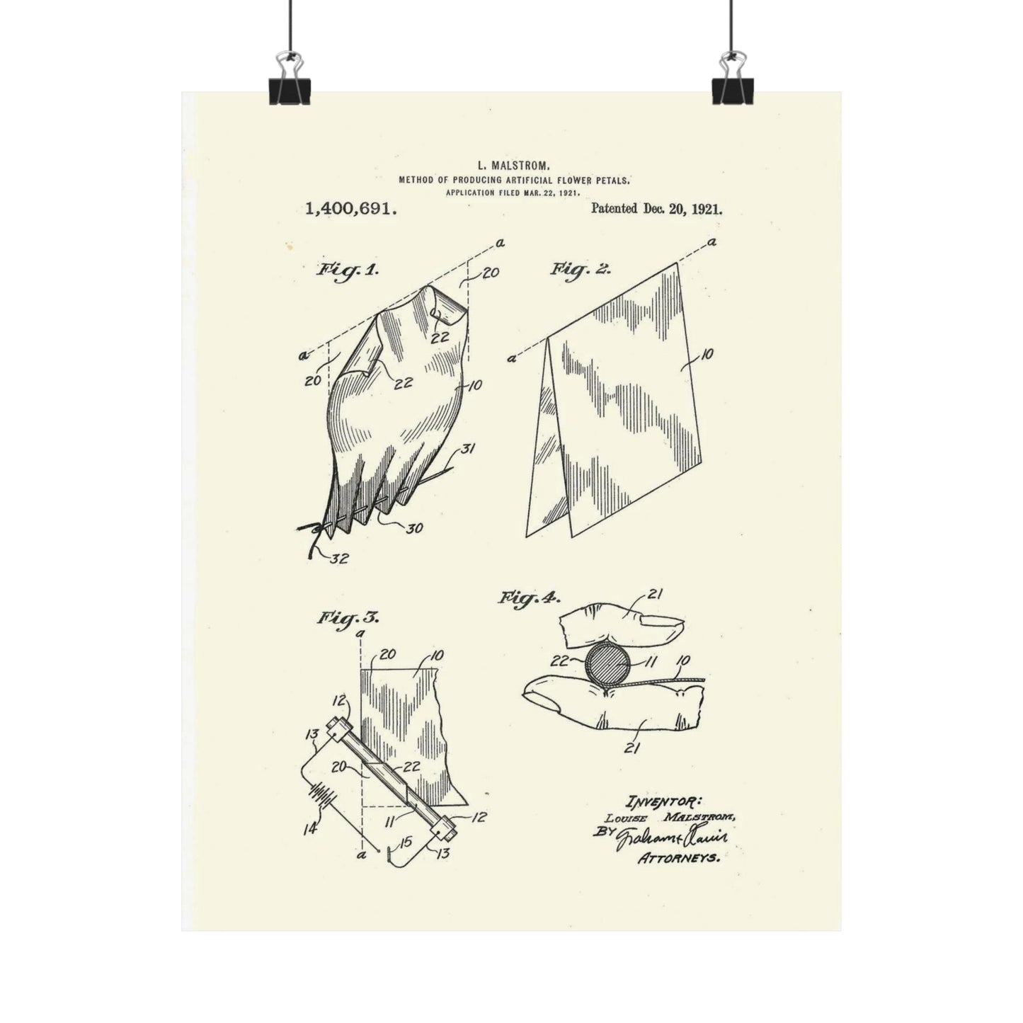 Patent Case File No. 1,400,691, Method of Producing Artificial-Flower Petals, Inventor- Louise Malstrom. - DPLA - 6710c28c24e0449480bf0fb8ddb4a41d (page 4) High Quality Matte Wall Art Poster for Home, Office, Classroom