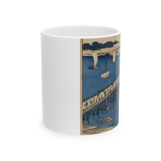 Ryōgokubashi Ōkawabata, Andō Hiroshige - Ukiyo e print Beautiful Novelty Ceramic Coffee Mug 11oz